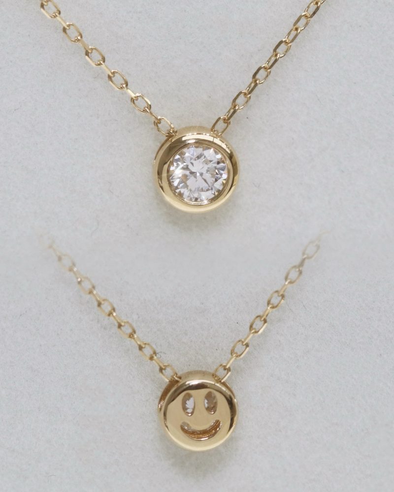 18K Gold Natural Diamond Bubble Smile Necklace