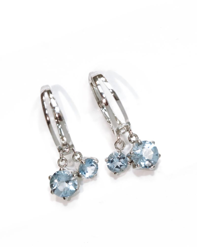 Natural Aquamarine Hoop Earrings - 10mm