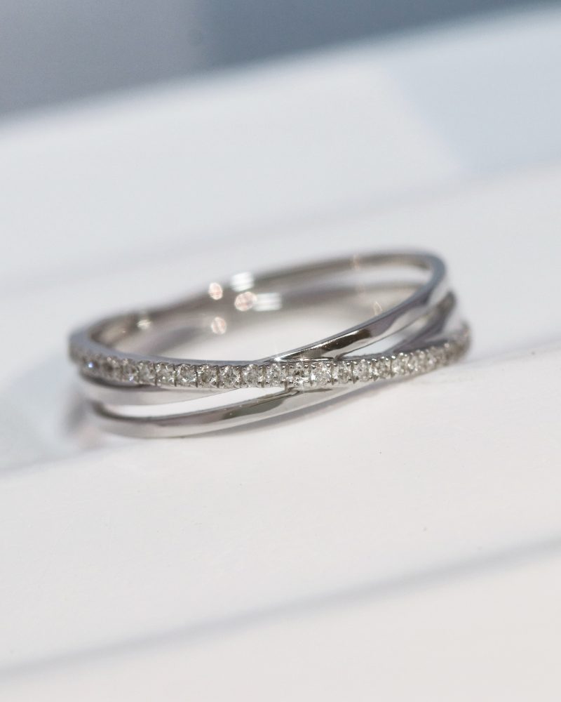 Criss Cross Three Layer Diamond Ring