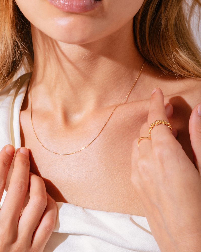 Thin Plain Gold Snake Chain Necklace