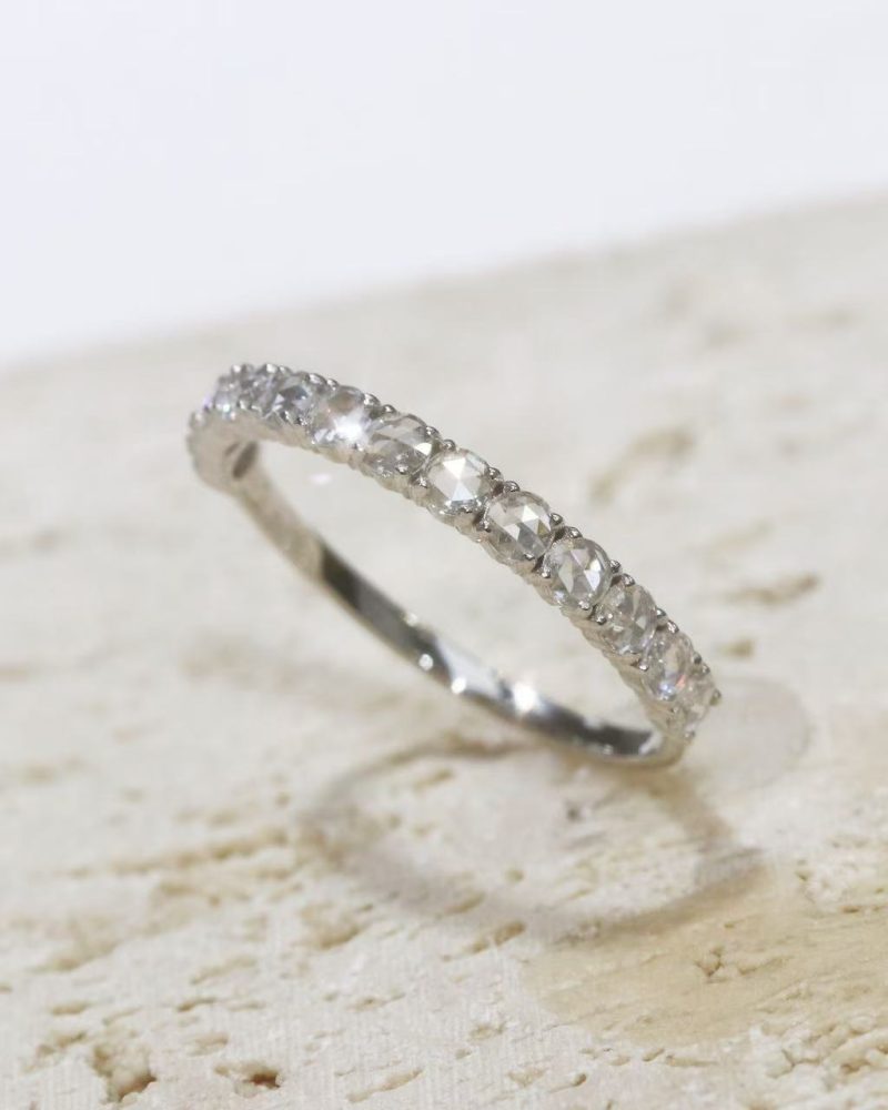 Rose Cut Half Eternity Diamond Ring
