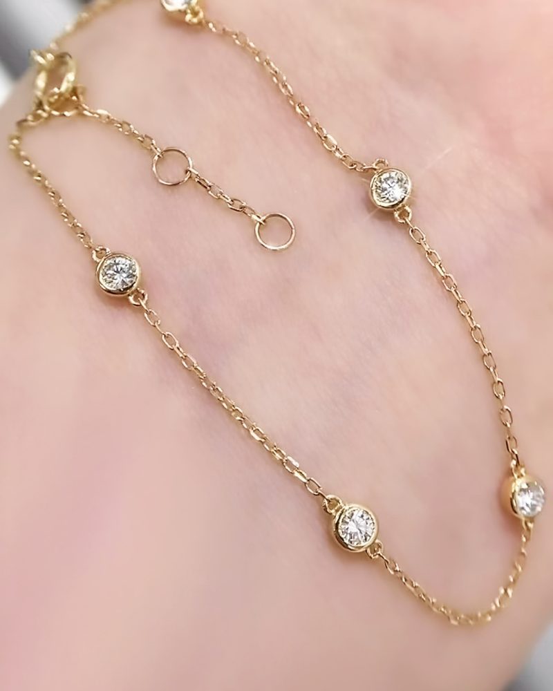 18K Gold Natural Diamond Bubble Bracelet