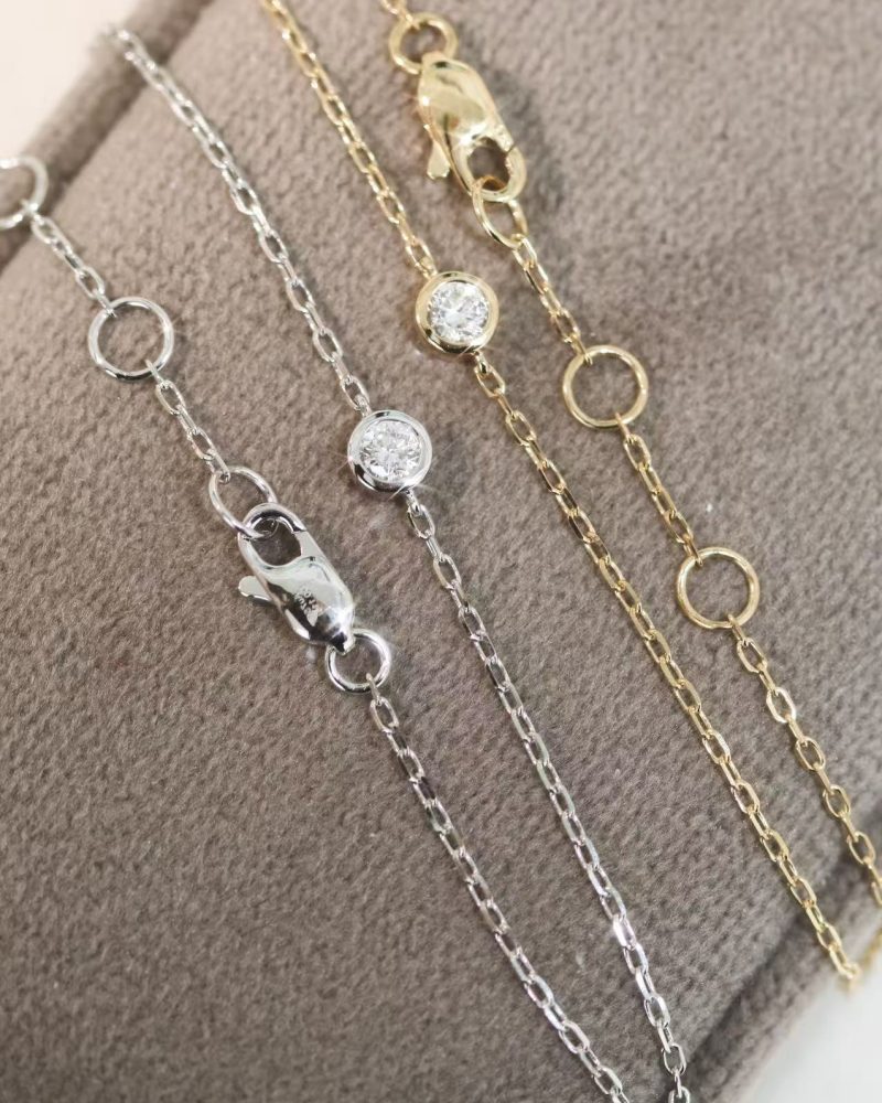 18K Gold Natural Diamond Bubble Bracelet