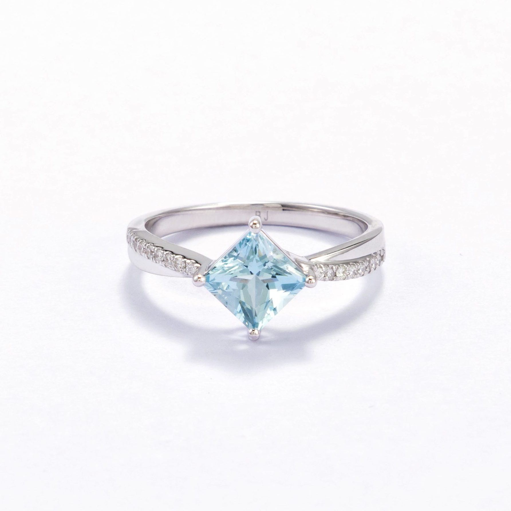 Princess Cut Aquamarine Diamond Ring