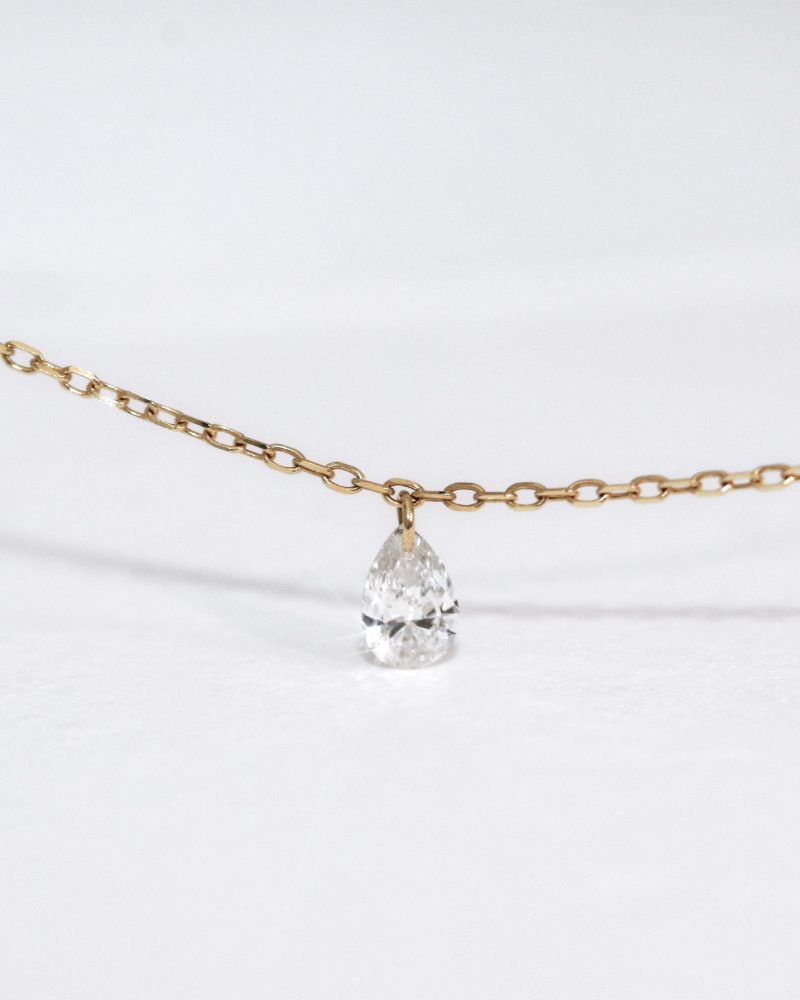 0.20ct Pear Shape Laser Hole Diamond Necklace
