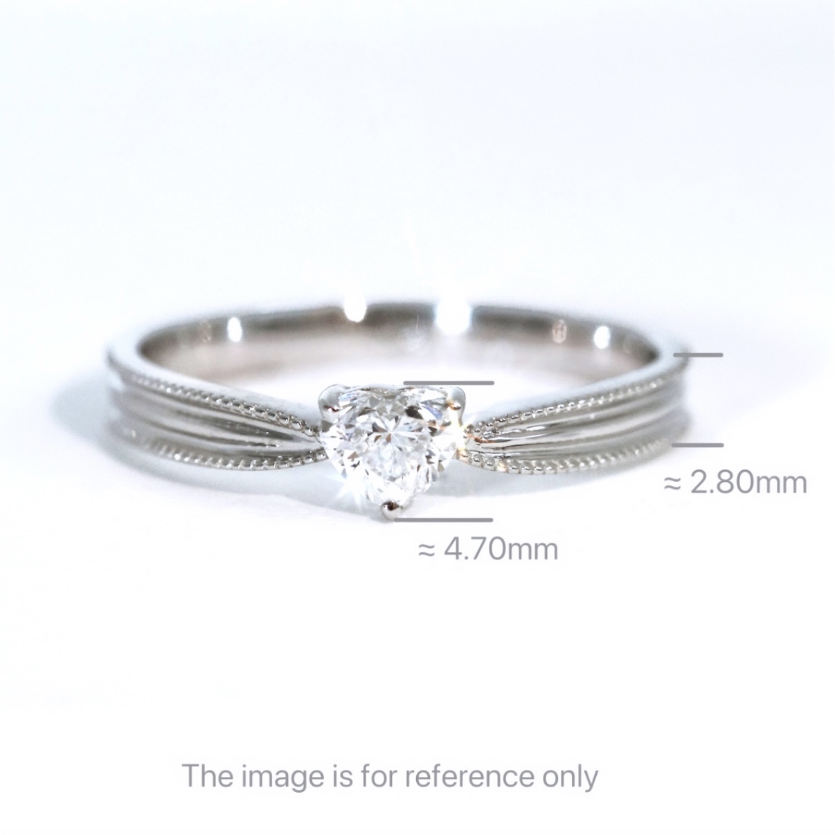 Milgrain Heart Shaped Solitaire Diamond Ring - Image 4