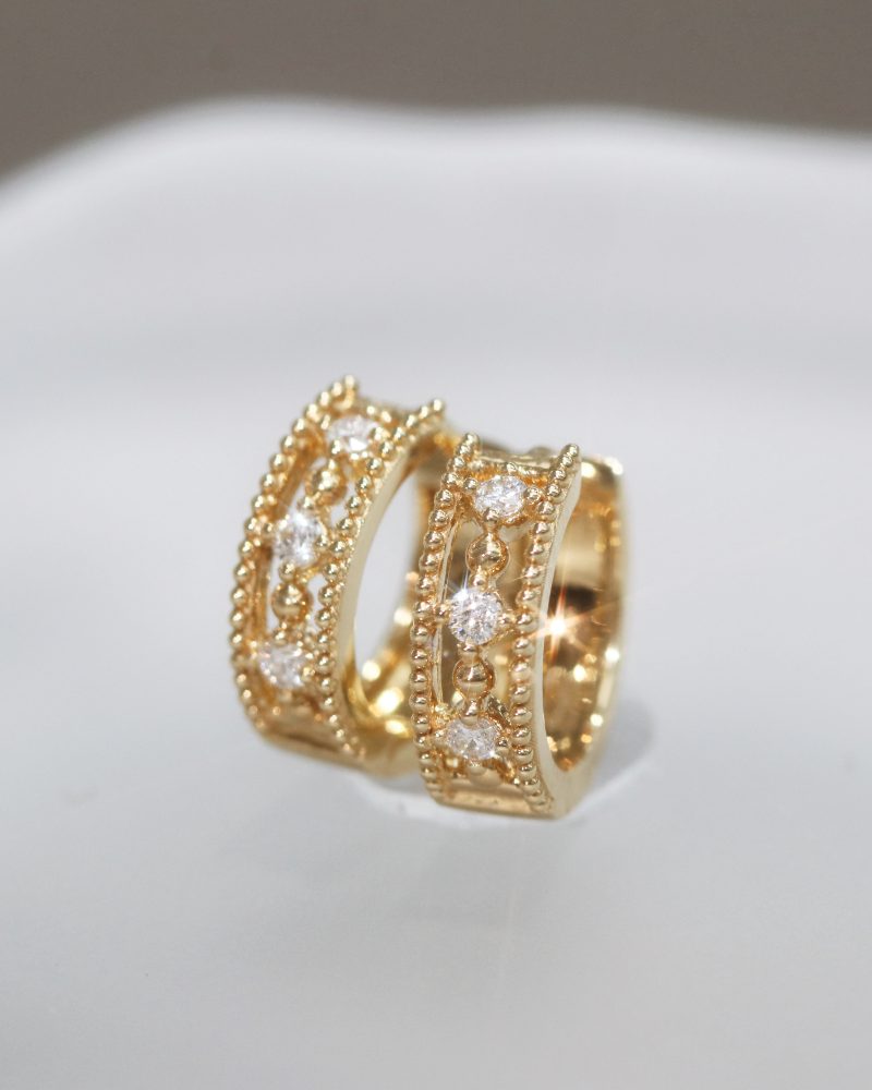 Milgrain Filigree Diamond Hoop Earrings