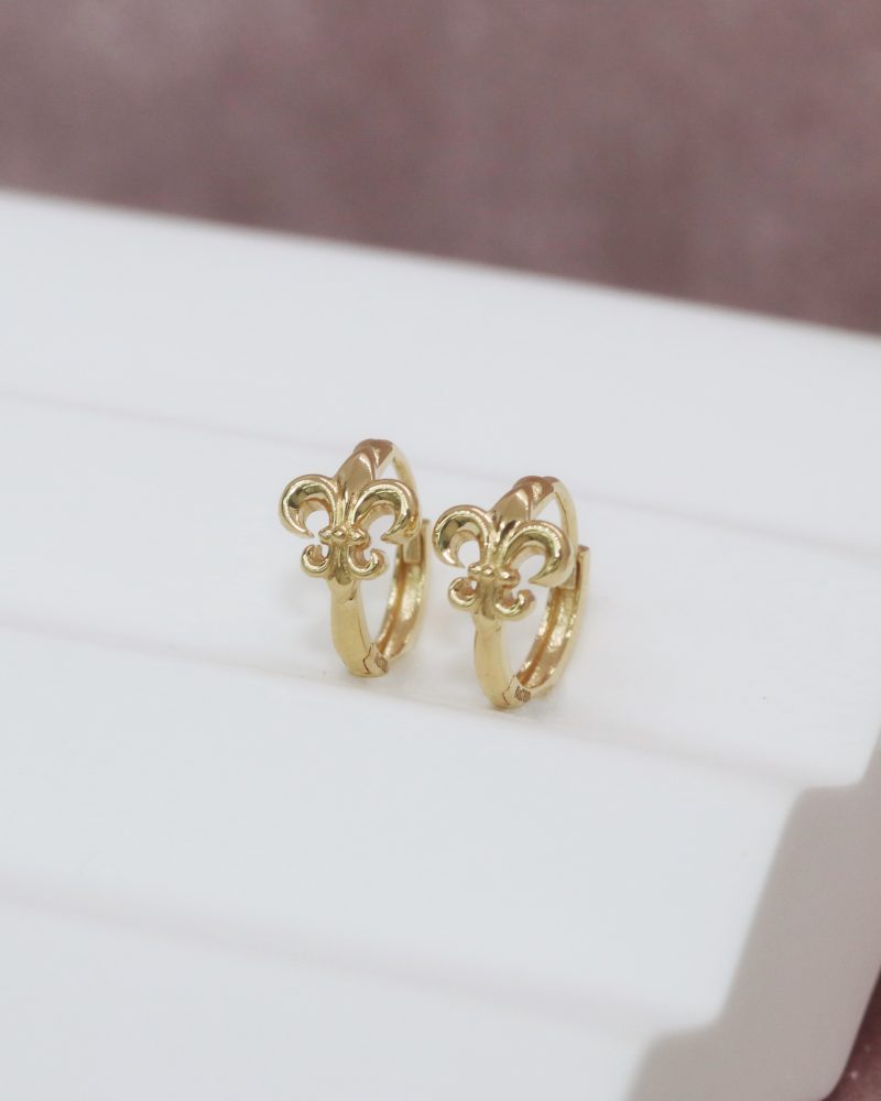 Plain Gold Fleur-de-Lis Hoop Earrings