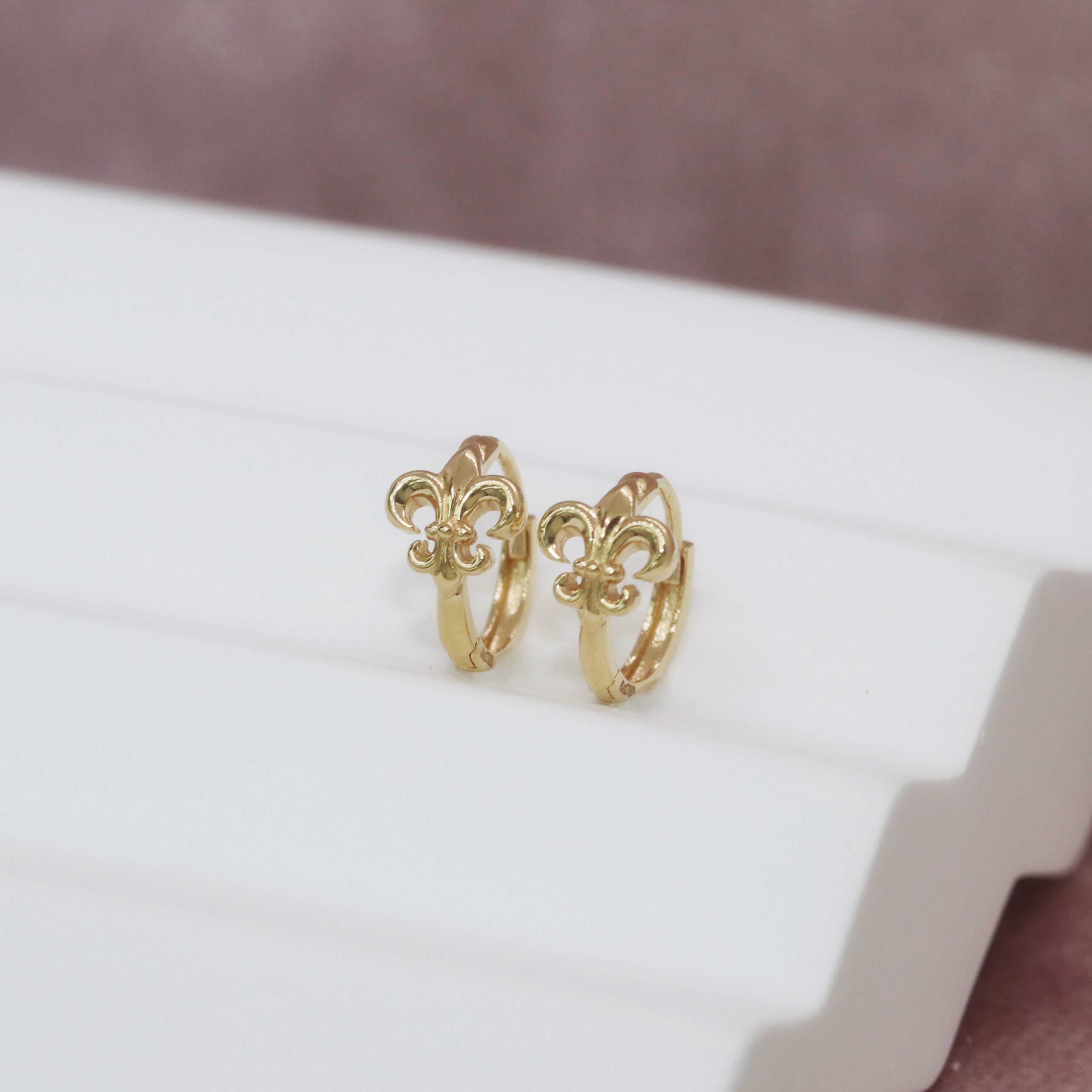 Plain Gold Fleur-de-Lis Hoop Earrings