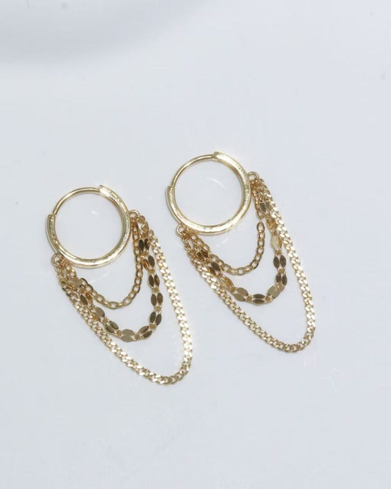 Triple Tassel Chain Hoop Earrings