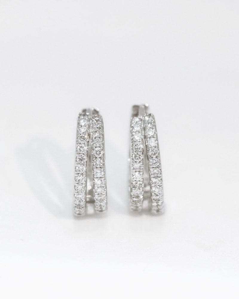 Double Band Hoop Diamond Earrings