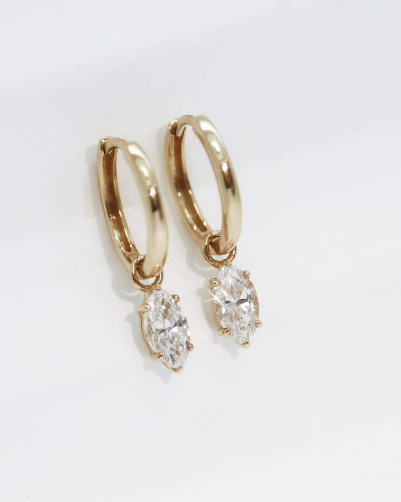 Marquise Diamond Hoop Earrings