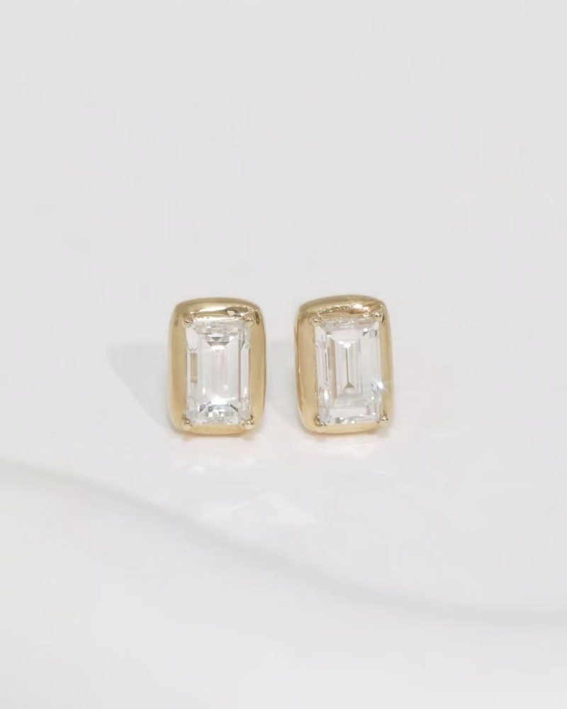 Emerald Cut Diamond Stud Earrings