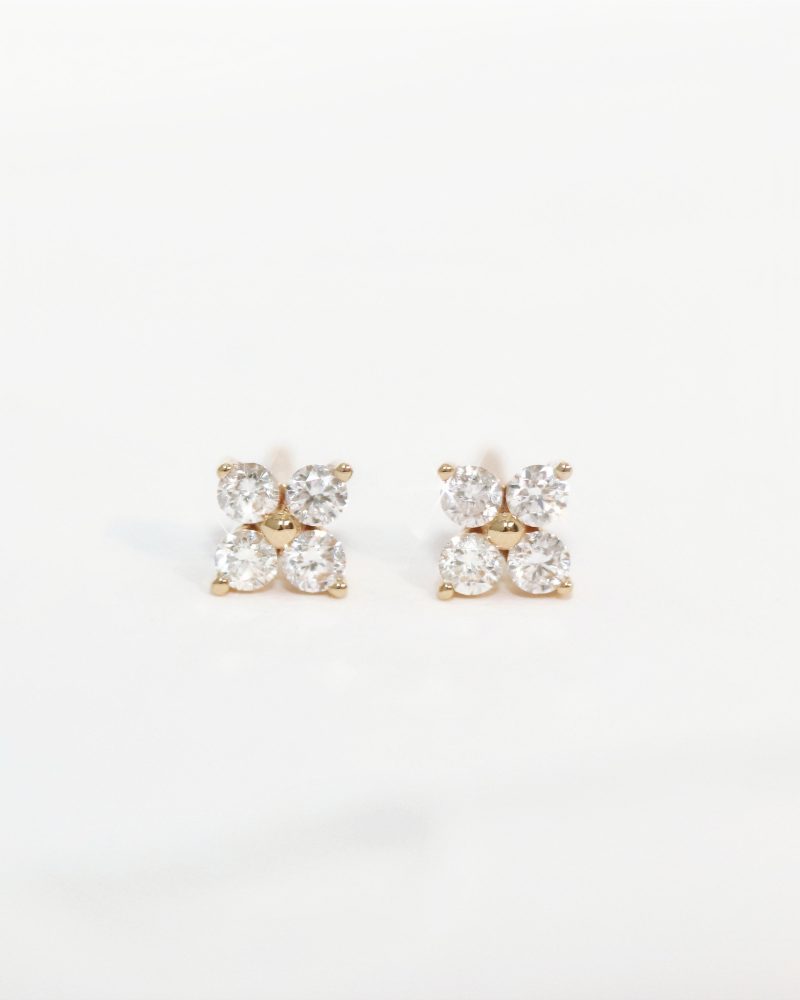 Four Leaf Clover Diamond Stud Earrings