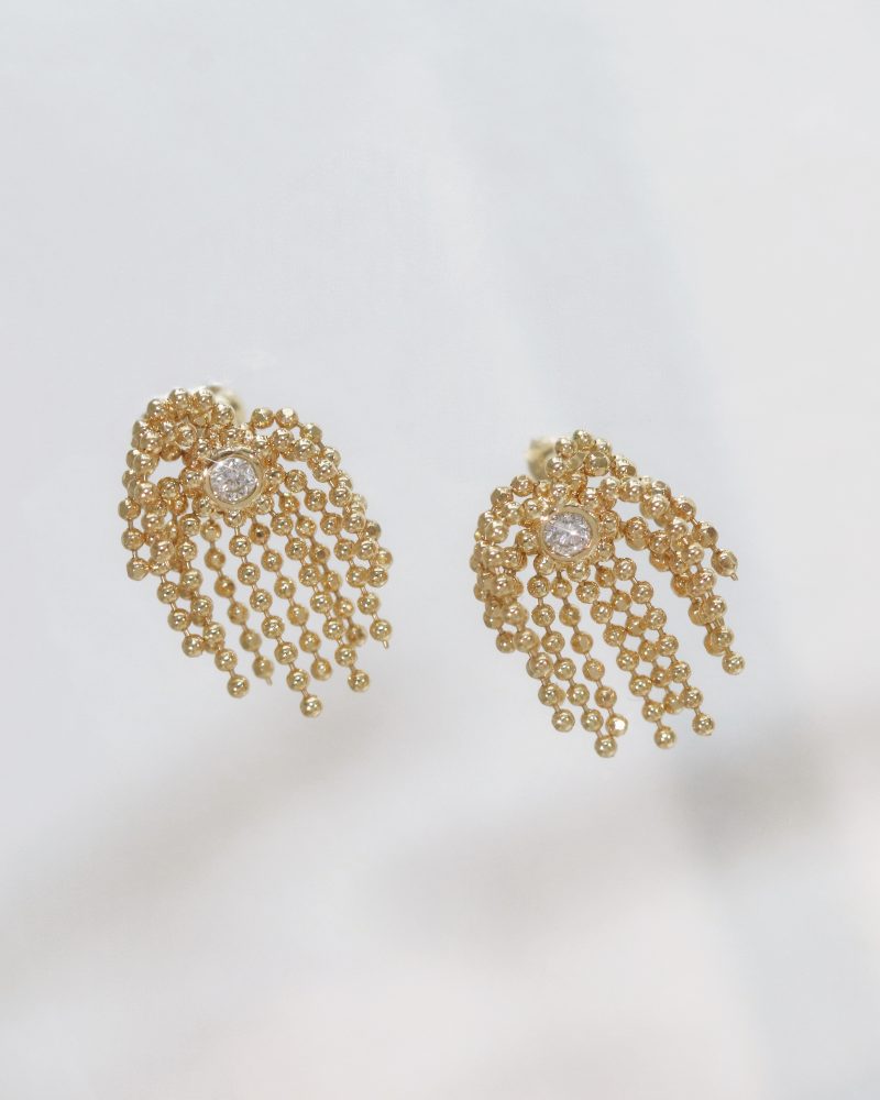 Fireworks Tassel Diamond Studs Earrings