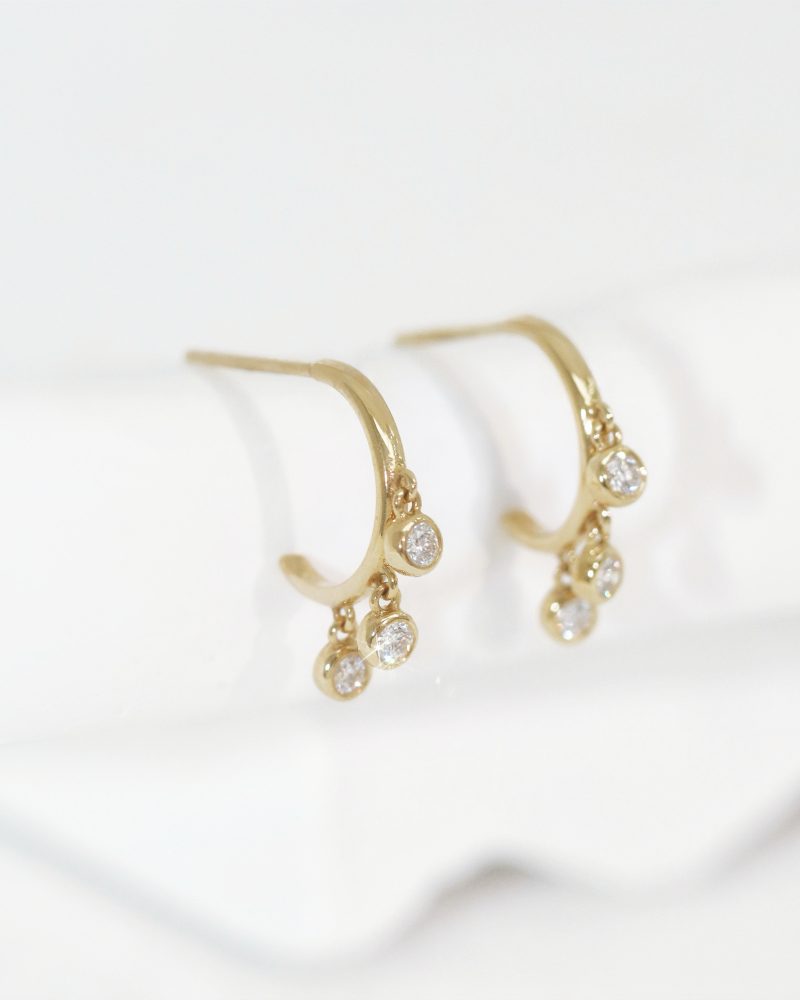 Bubble Diamond Hoop style Studs Earrings