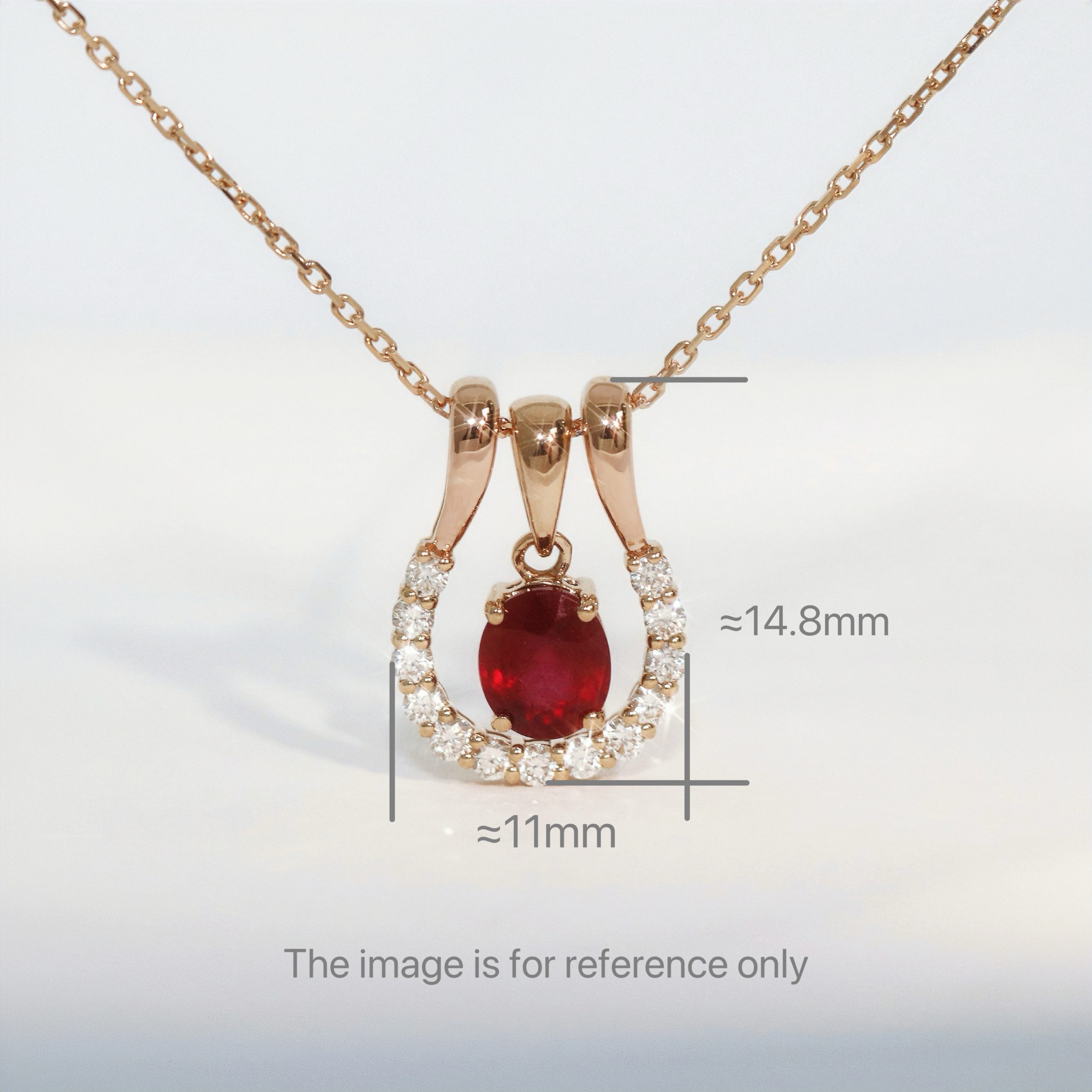 Oval cut Ruby Horseshoe Diamond Necklace - Image 3