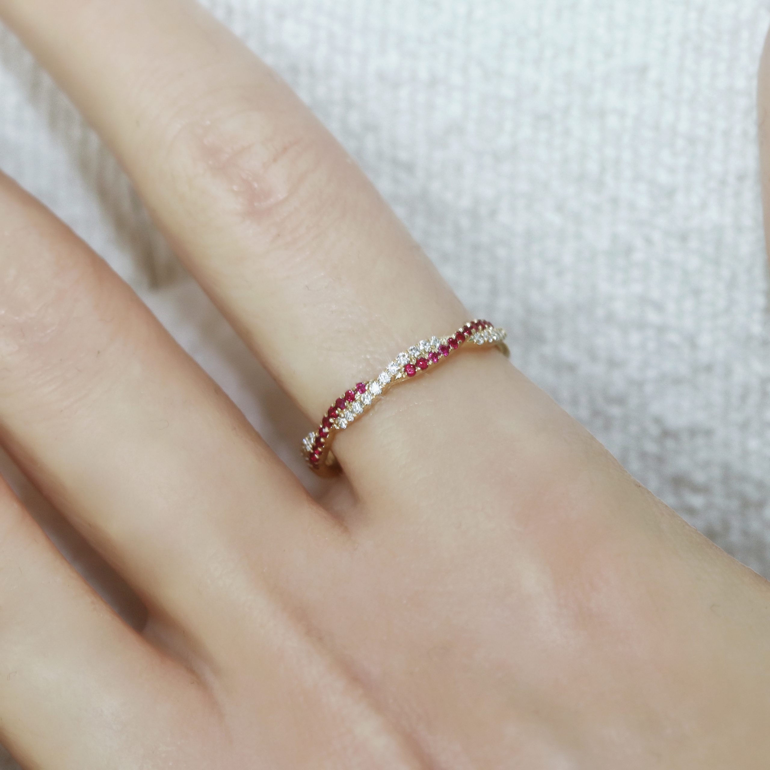 Twist Sapphire/Ruby & Diamond Ring - Image 8