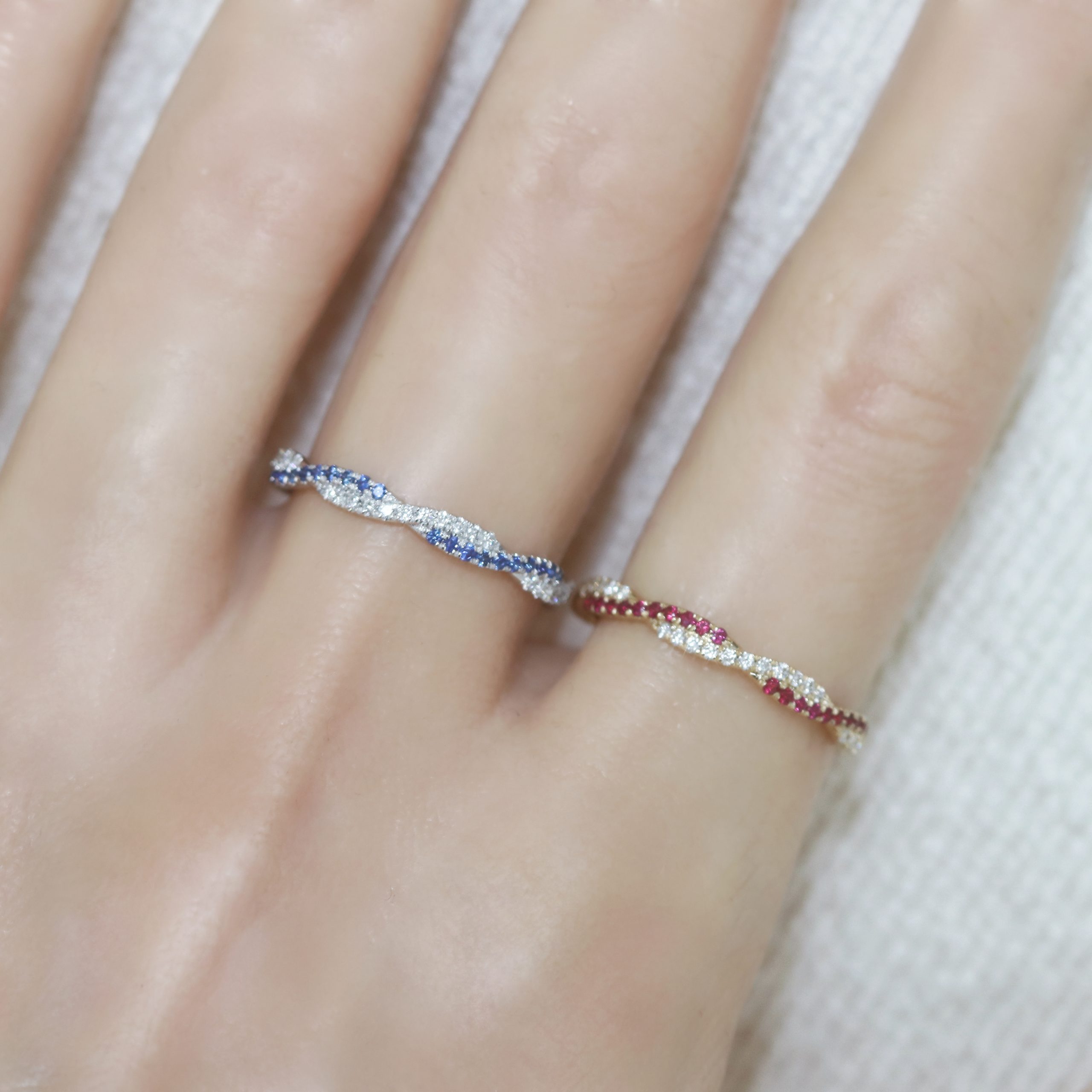 Twist Sapphire/Ruby & Diamond Ring - Image 9