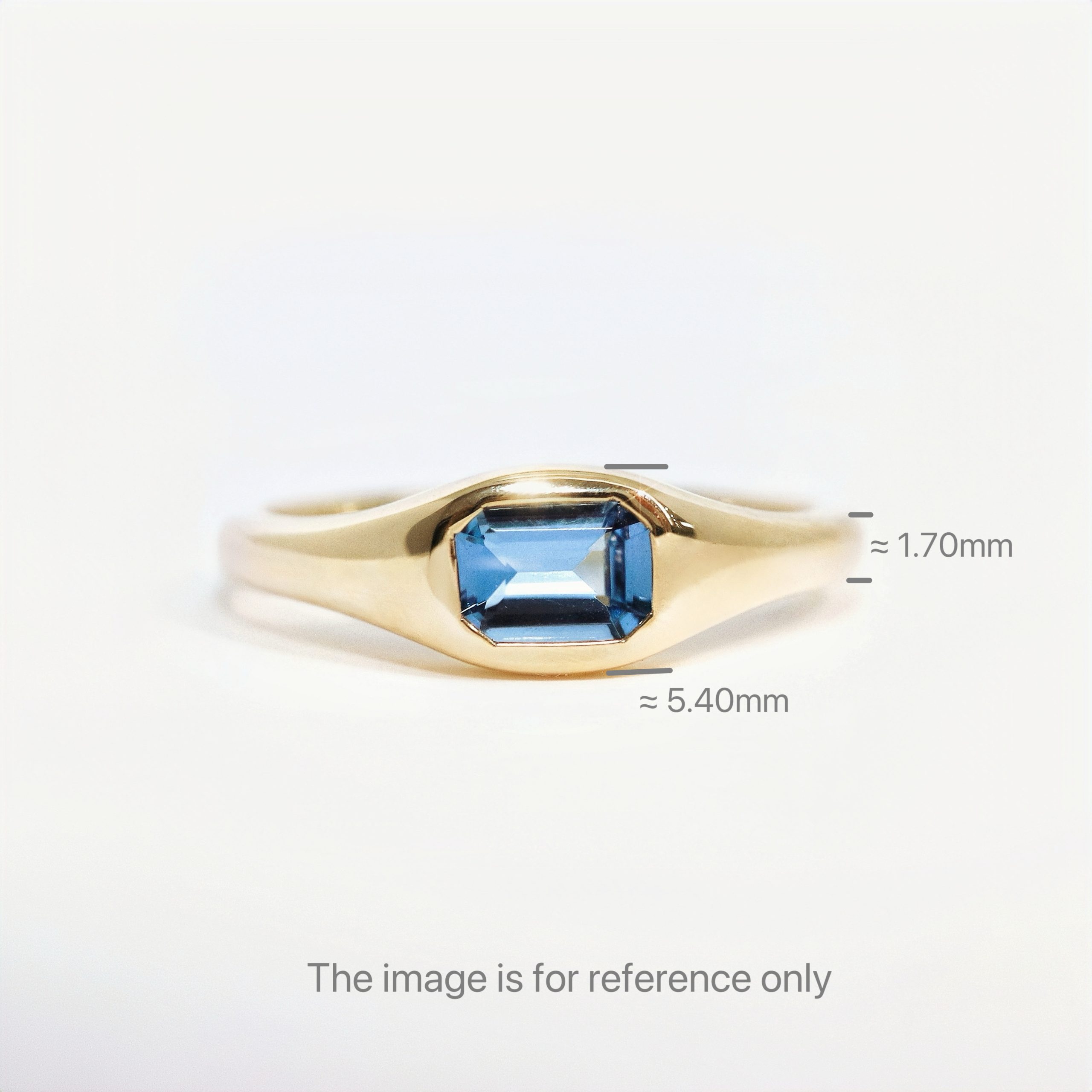 Emerald Cut Aquamarine Bezel Signet Pinky Ring - Image 5