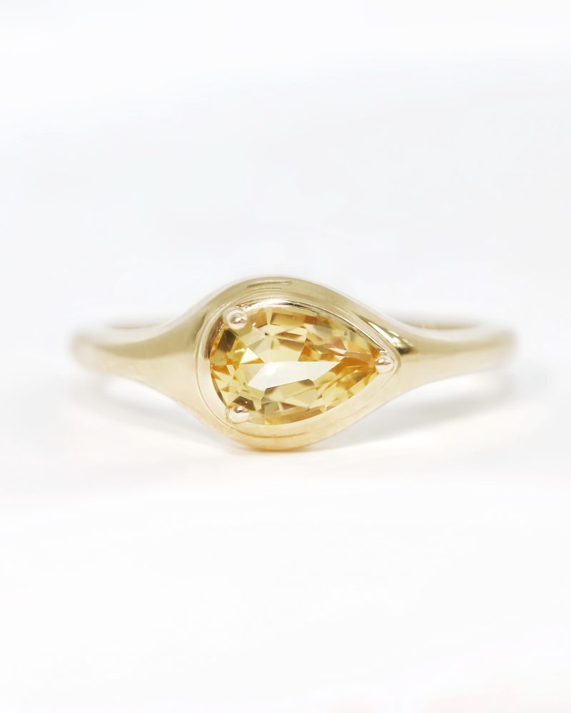 Pear Cut Imperial Topaz Signet Pinky Ring