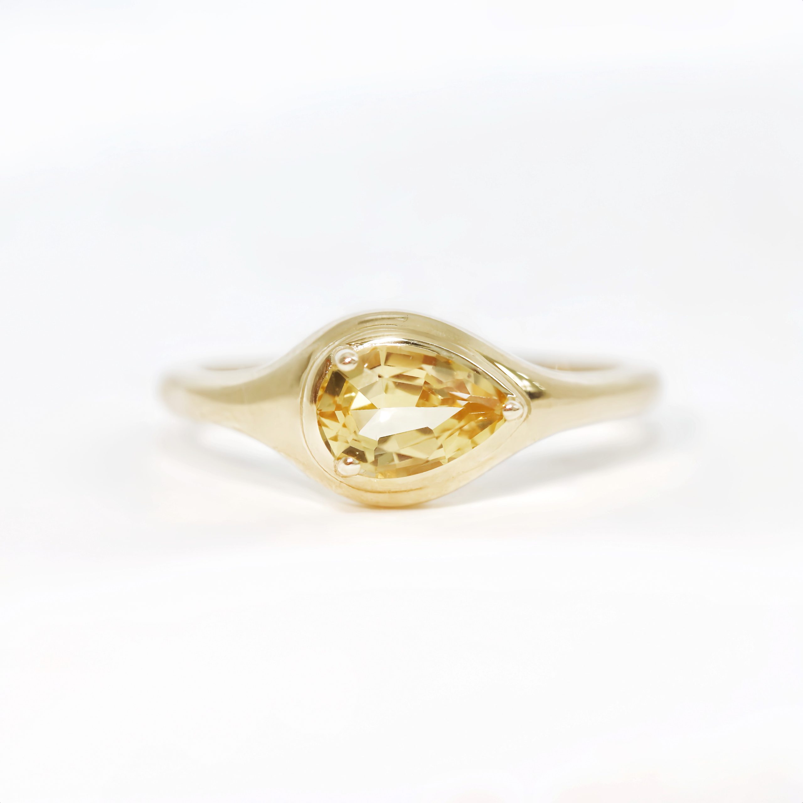 Pear Cut Imperial Topaz Signet Pinky Ring