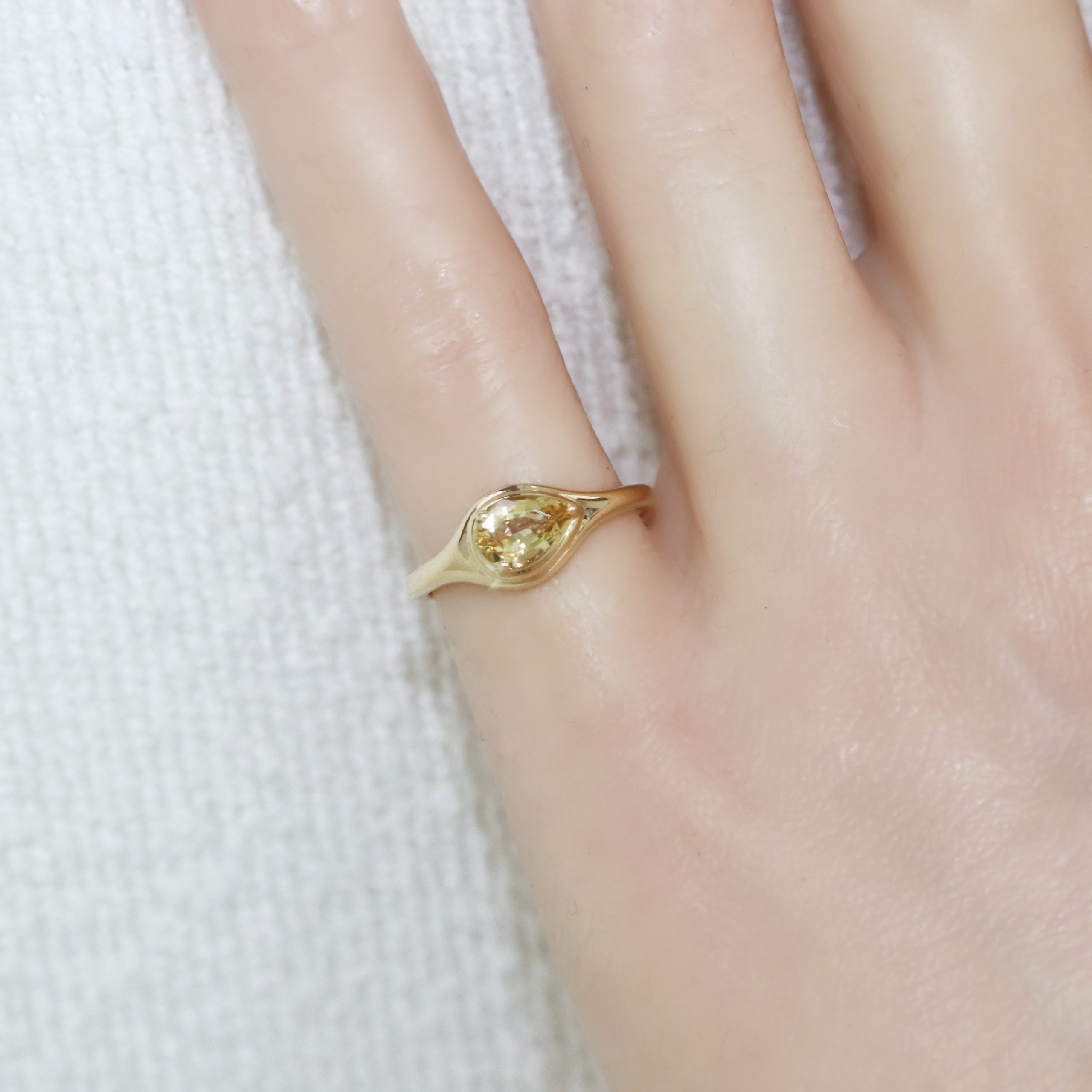 Pear Cut Imperial Topaz Signet Pinky Ring - Image 3