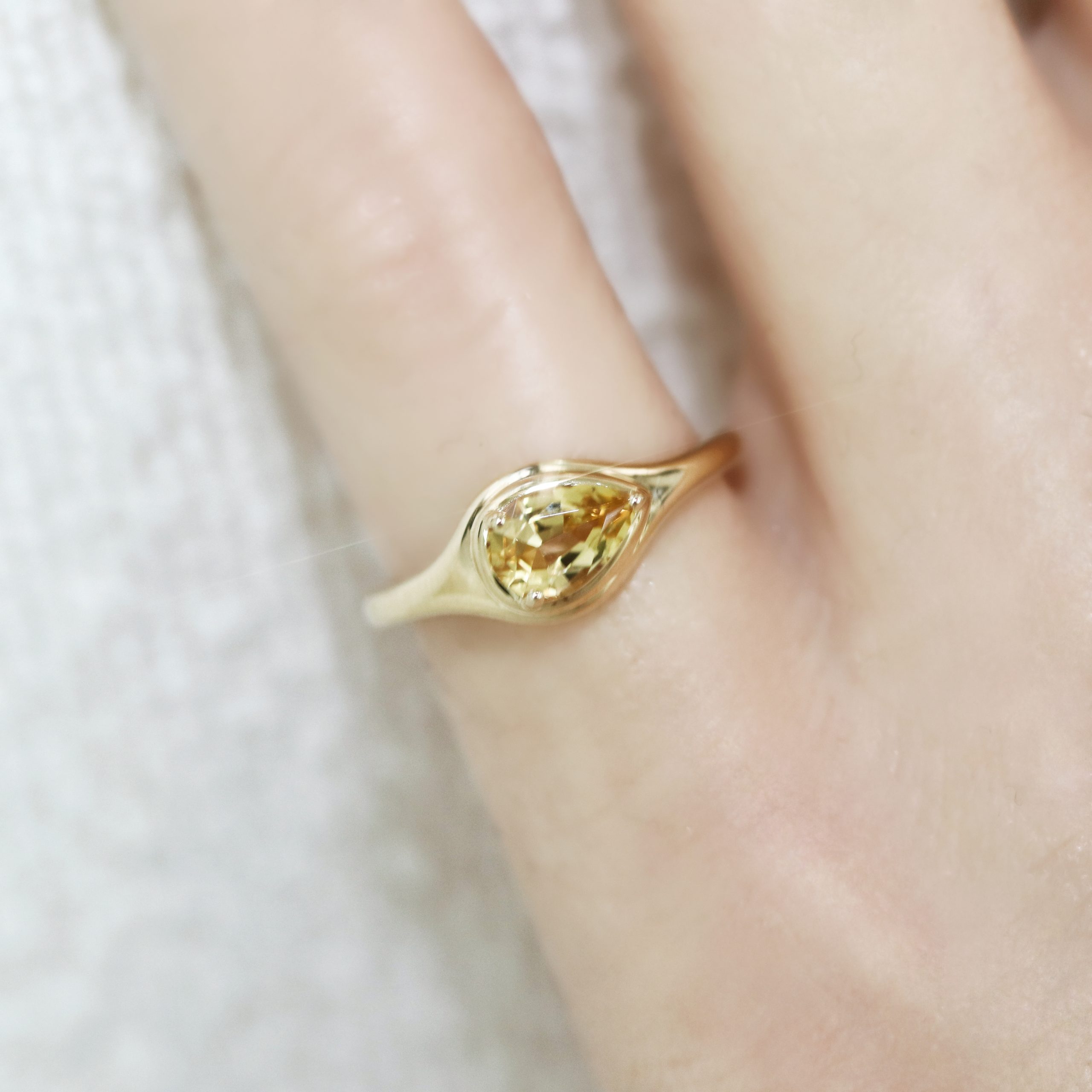 Pear Cut Imperial Topaz Signet Pinky Ring - Image 4