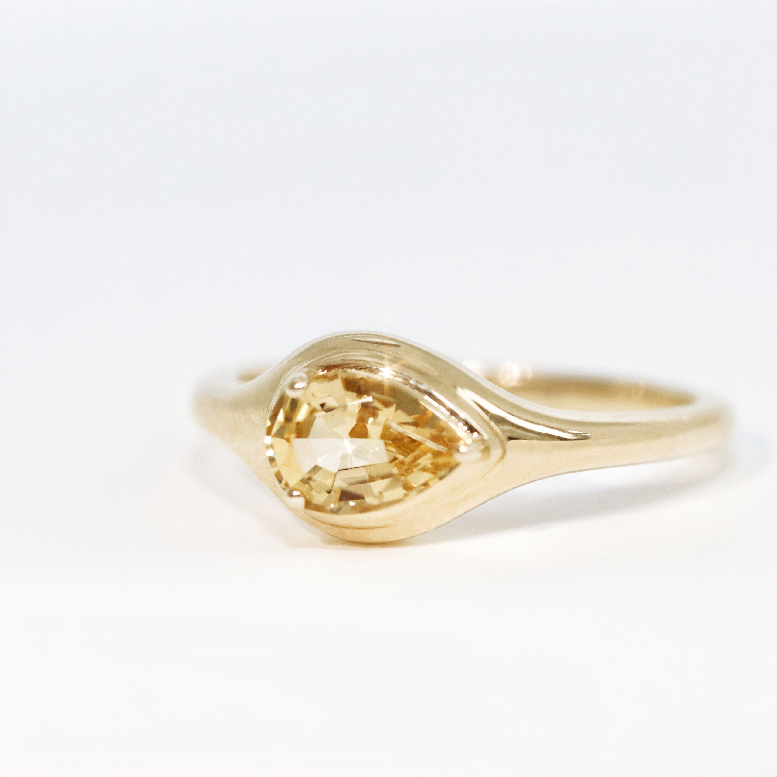 Pear Cut Imperial Topaz Signet Pinky Ring - Image 2