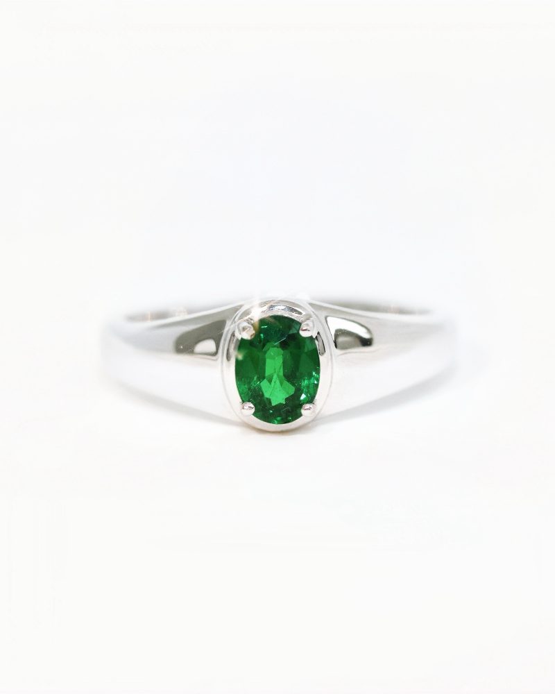 Oval Cut Tsavorite Signet Pinky Ring