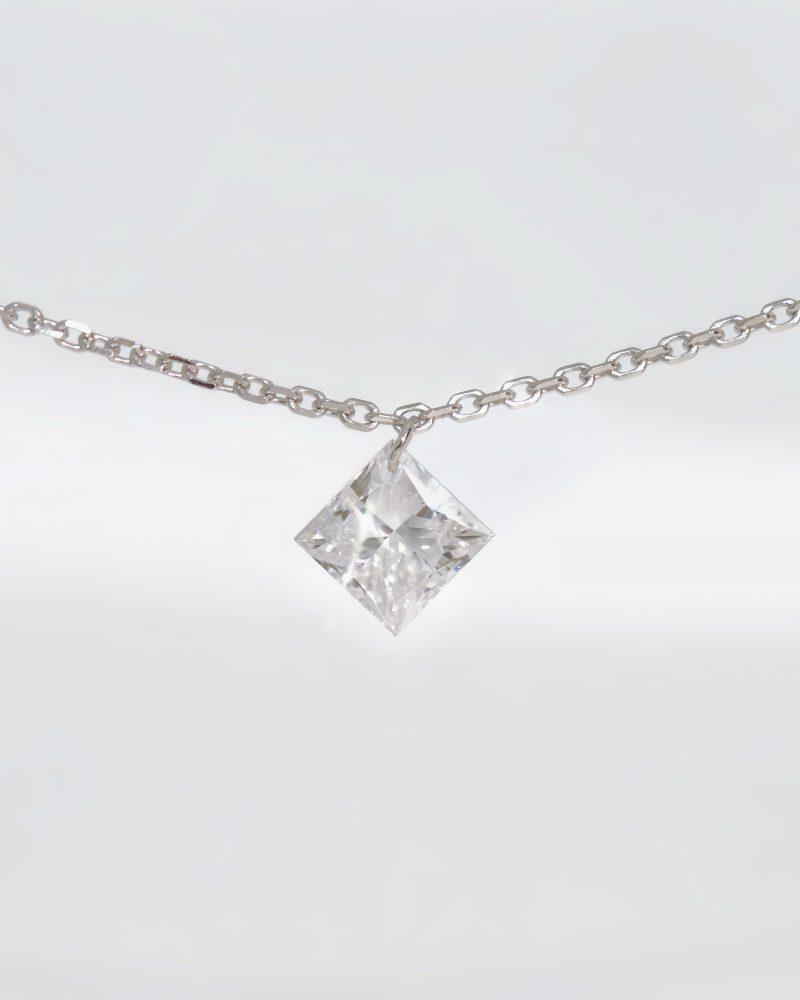 Princess Cut Laser Hole Diamond Necklace