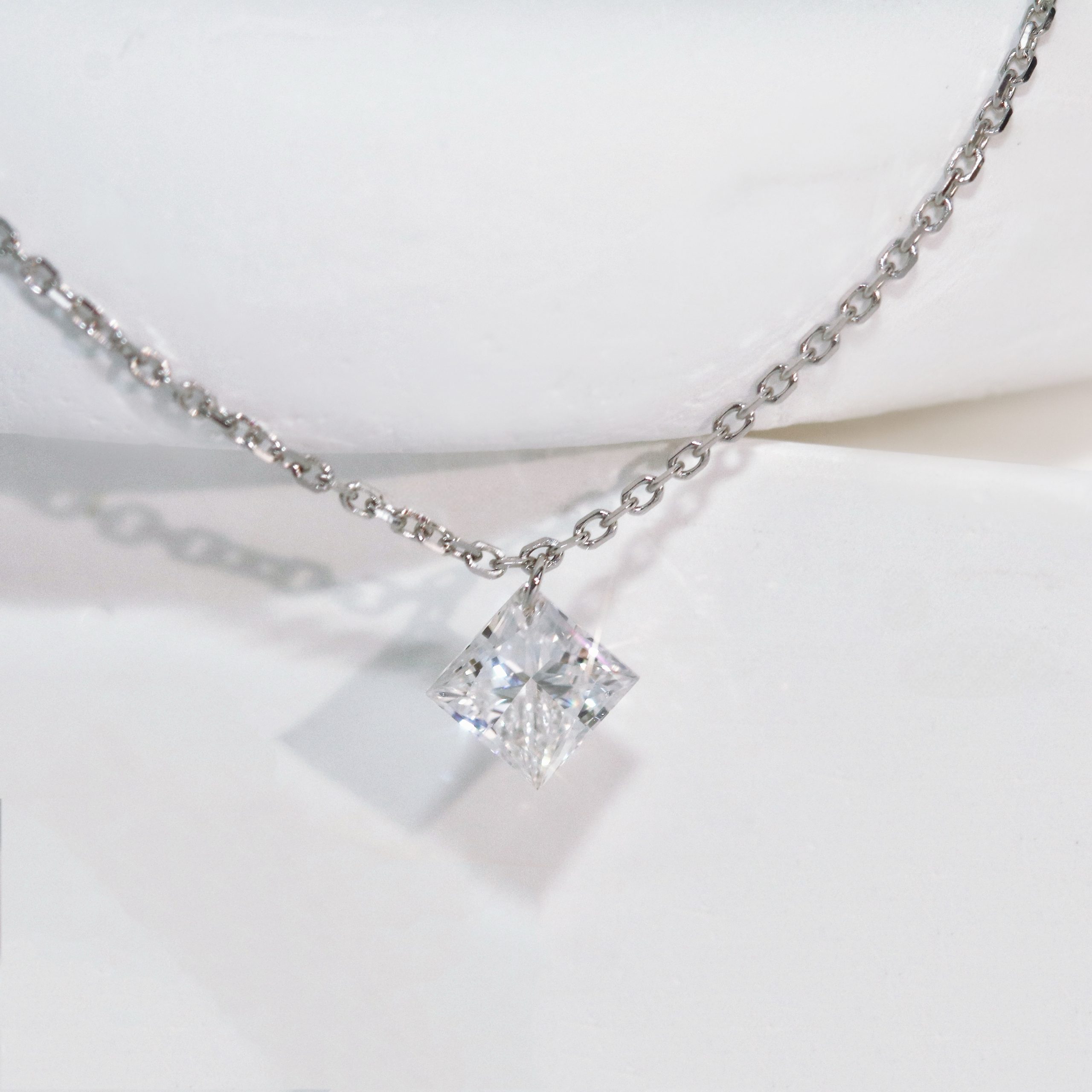 Princess Cut Laser Hole Diamond Necklace - Image 2