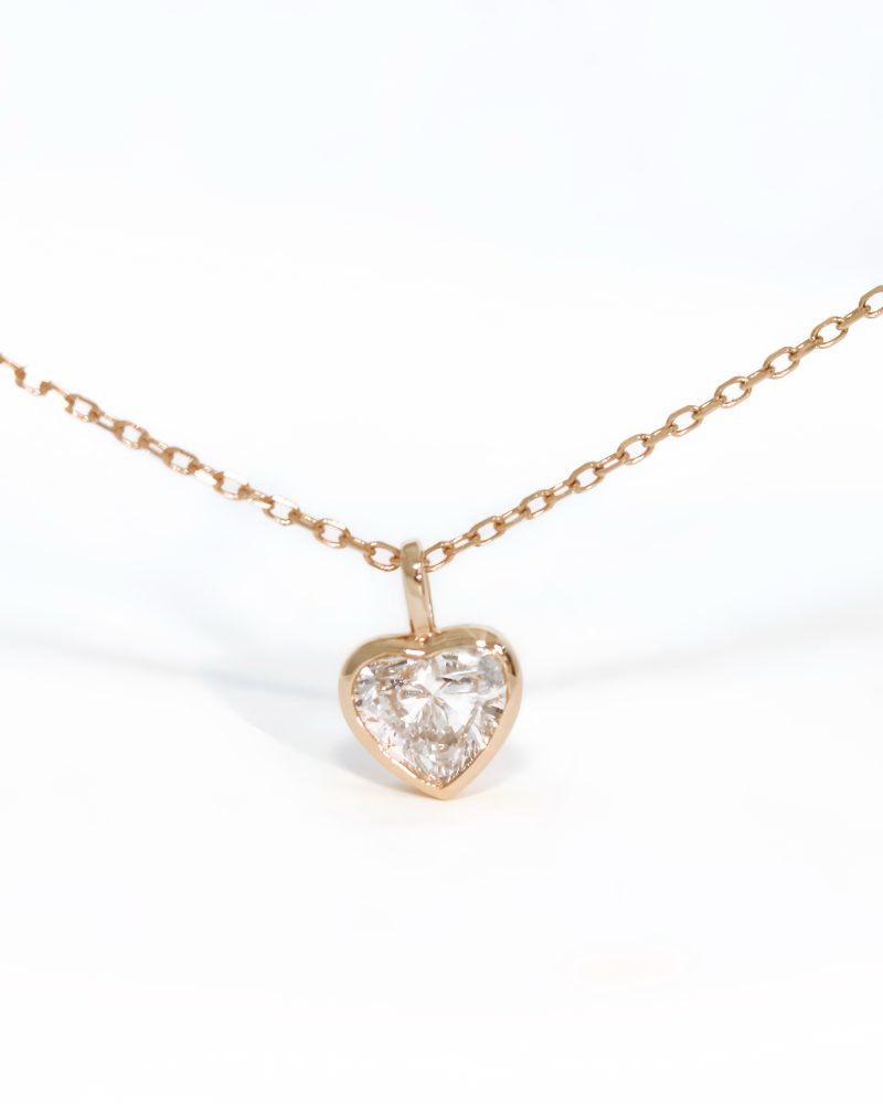 Bezel Heart Shaped Diamond Necklace.