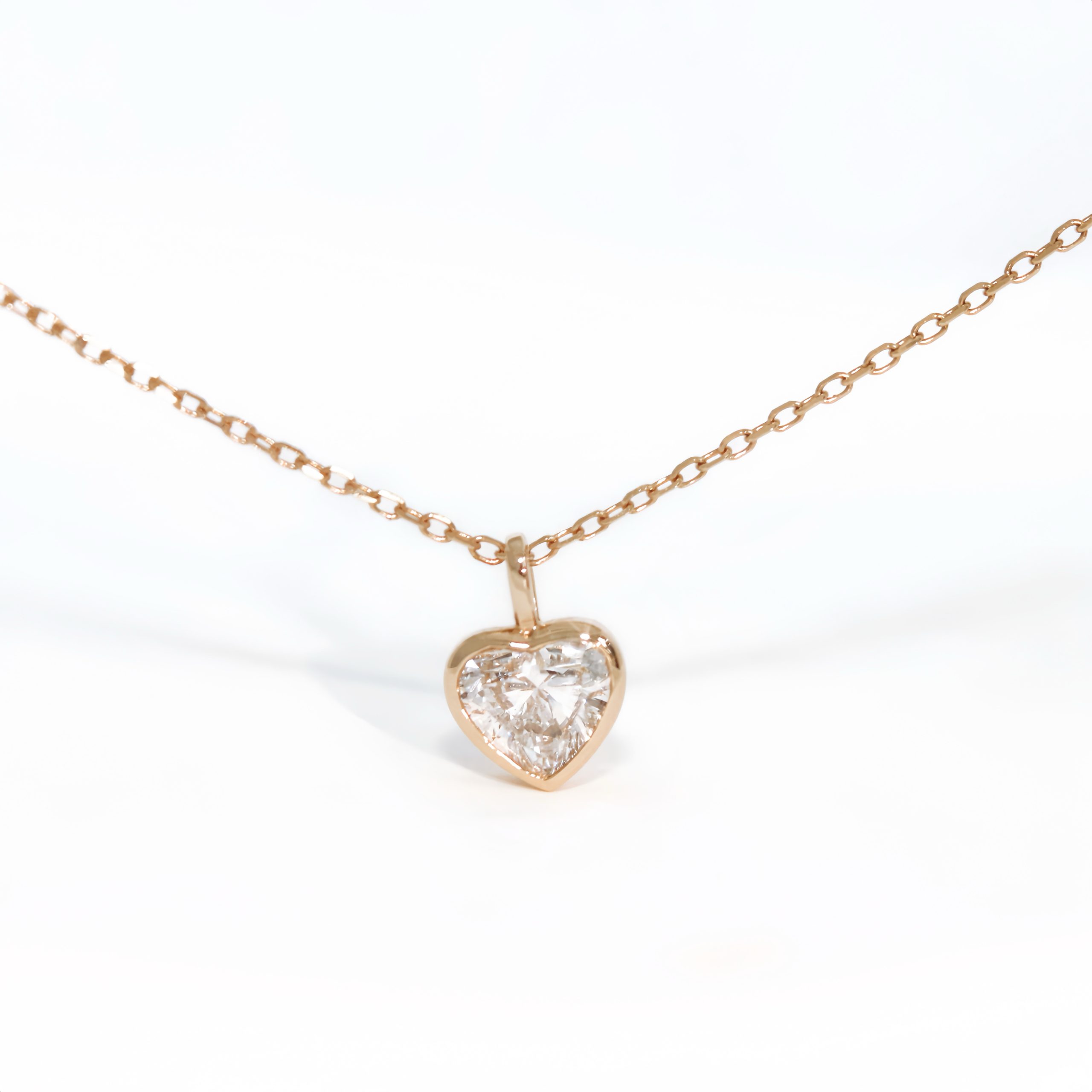 Bezel Heart Shaped Diamond Necklace.
