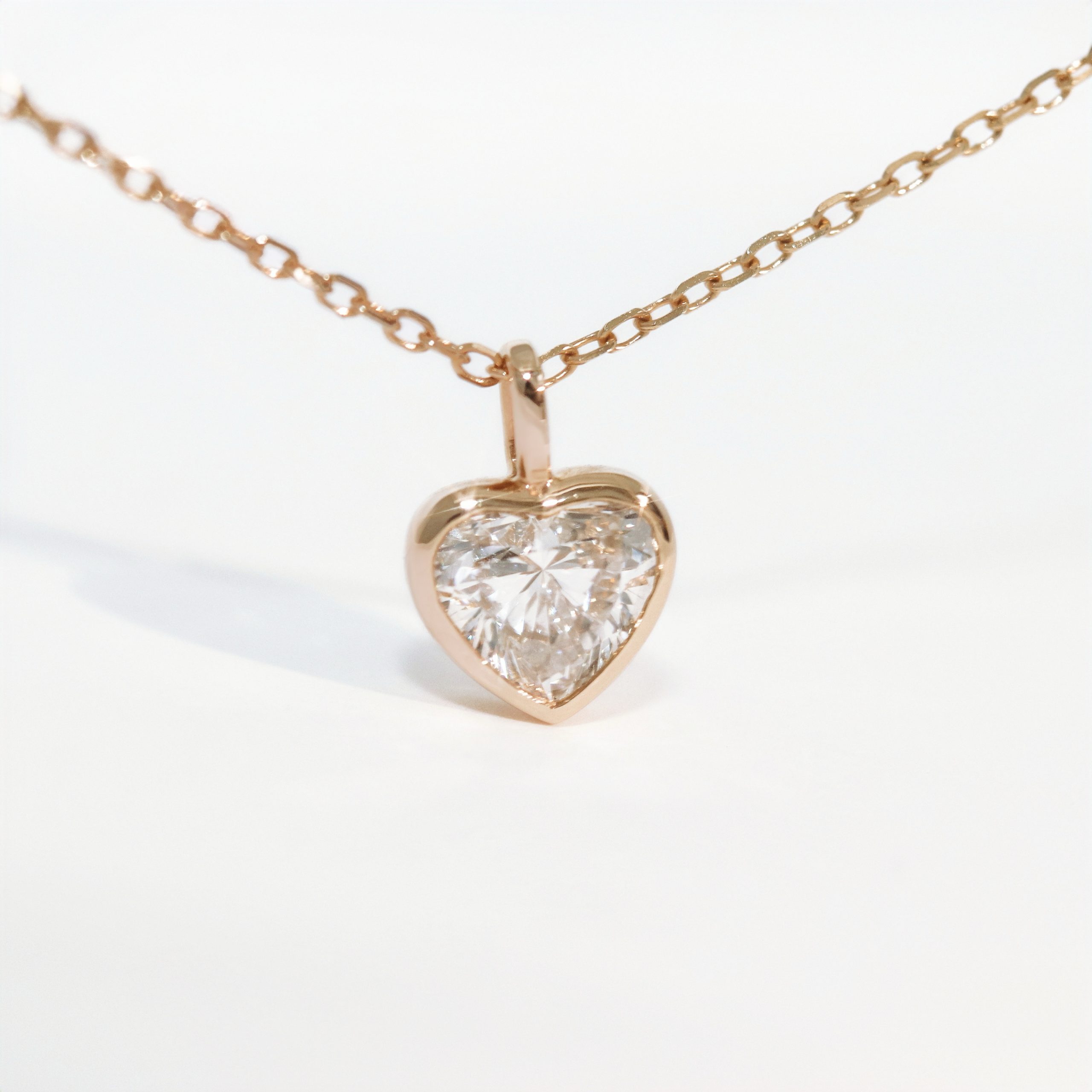 Bezel Heart Shaped Diamond Necklace. - Image 2
