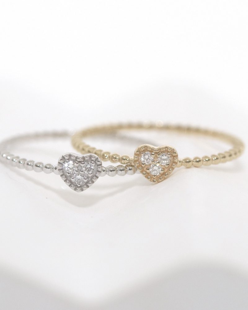 Beaded Heart Diamond Ring