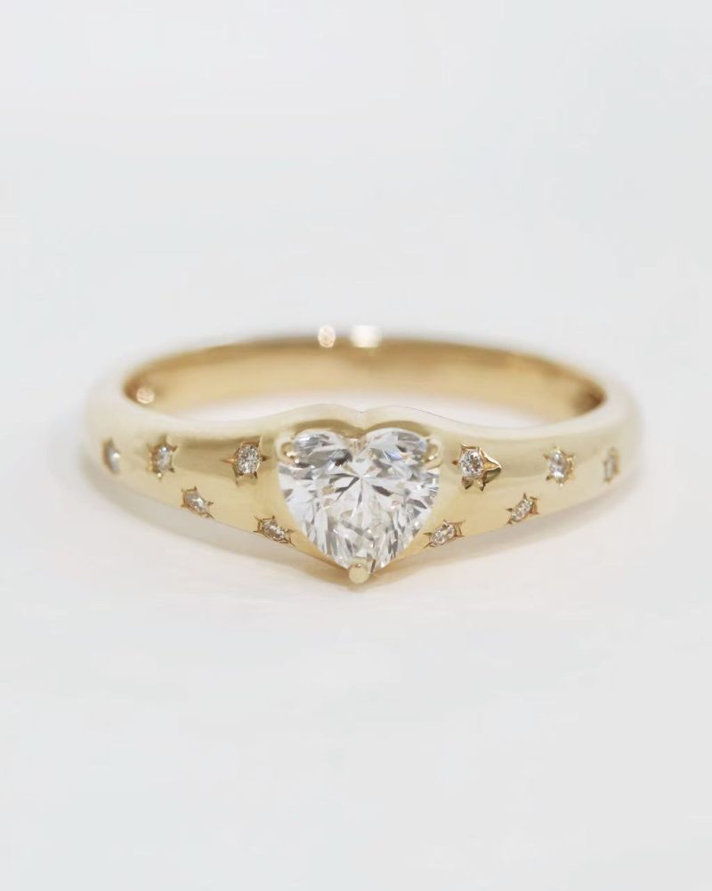 Heart Shape Starburst Diamond Ring