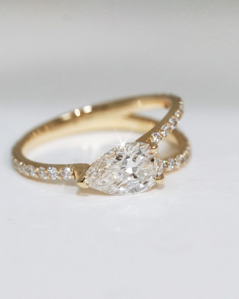 Pear Shape Diamond Y Shank Ring