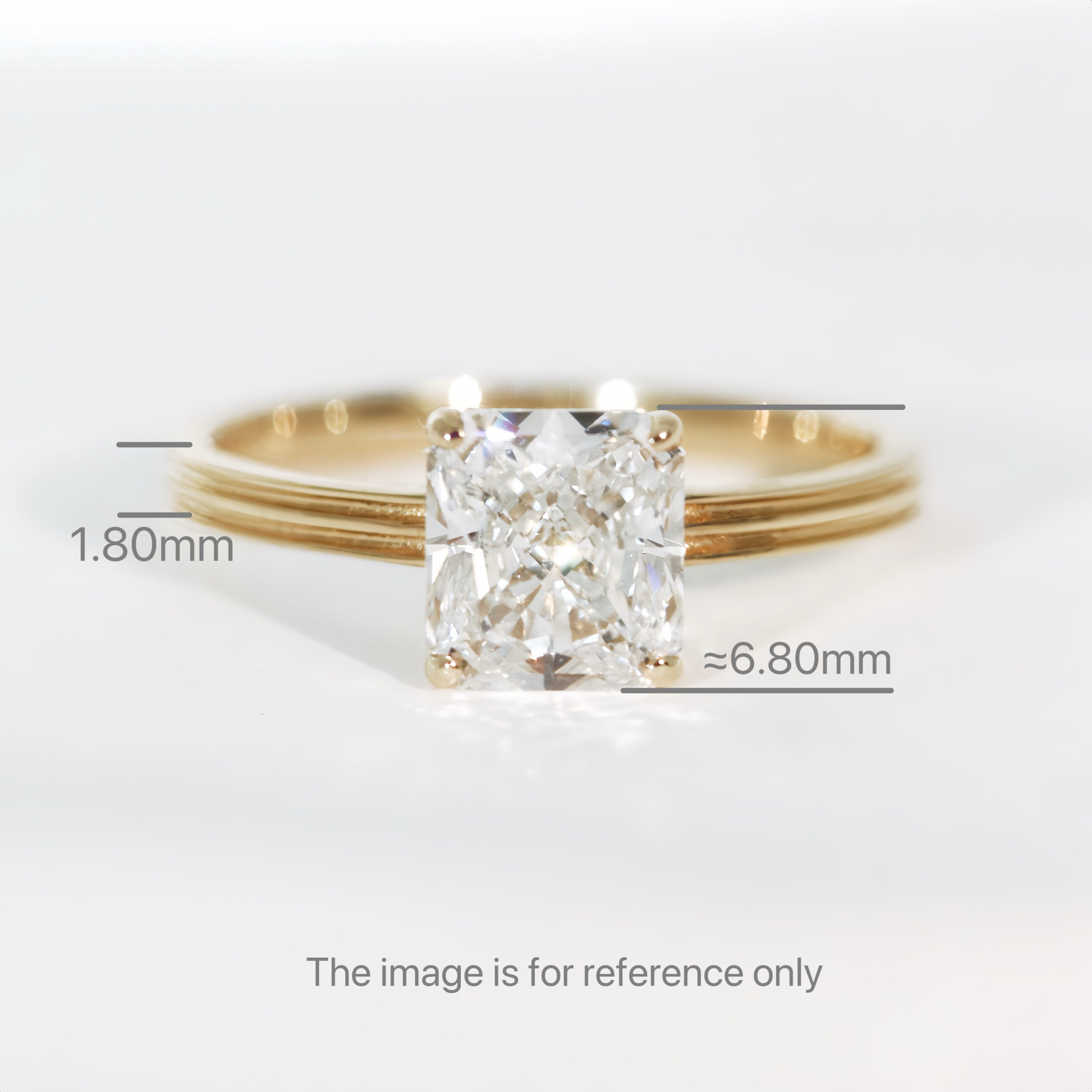 Radiant Cut Diamond Solitaire Ring - Image 4