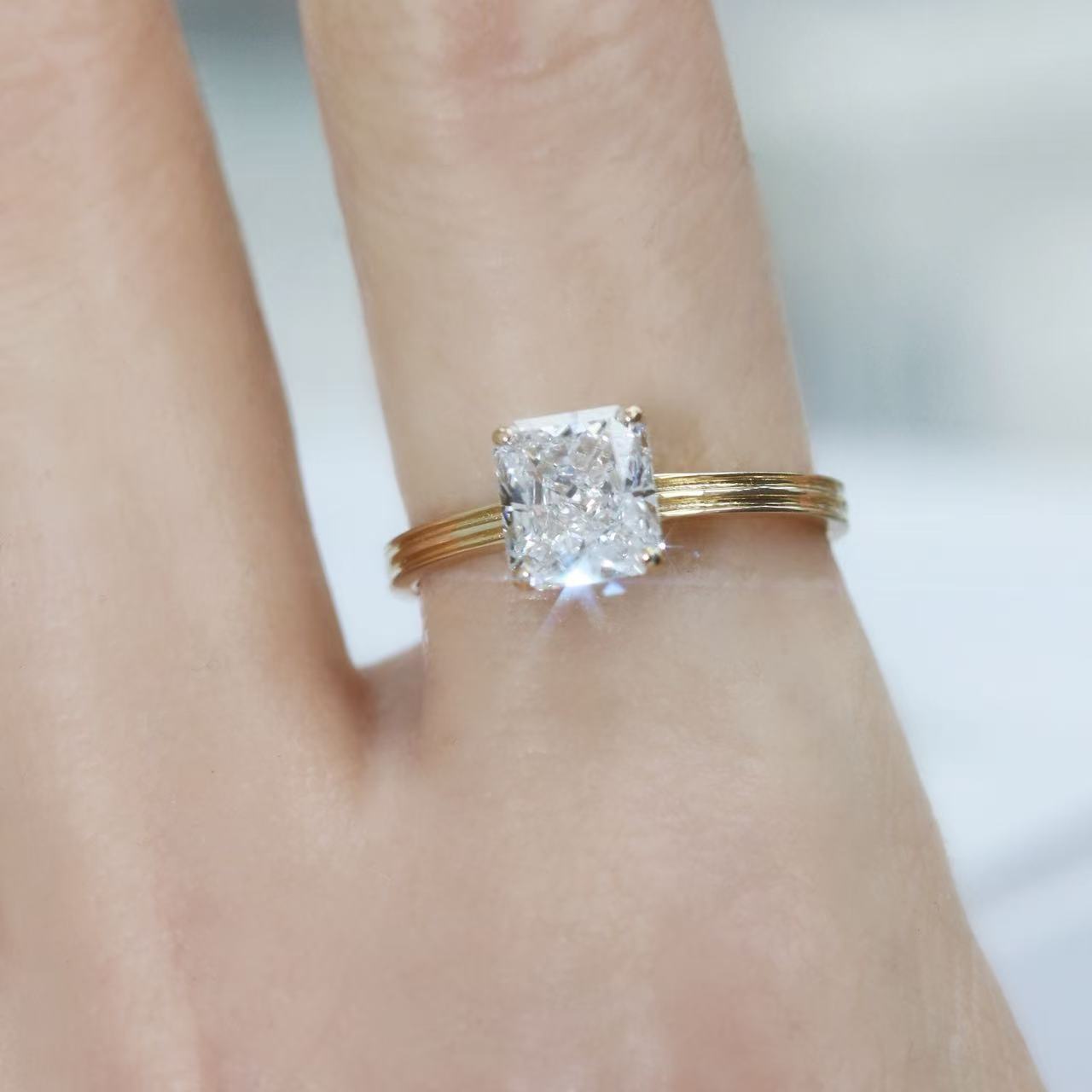 Radiant Cut Diamond Solitaire Ring - Image 3