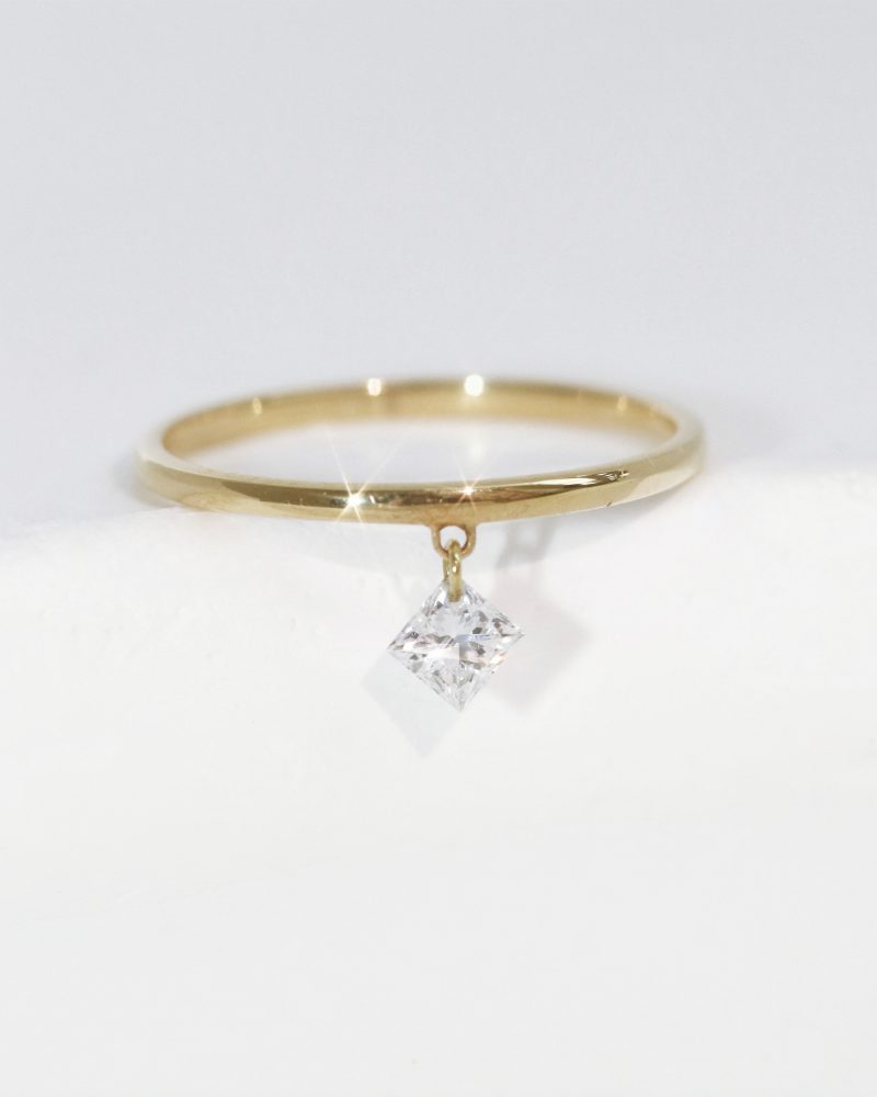 Laser Hole Princess Cut Diamond Ring