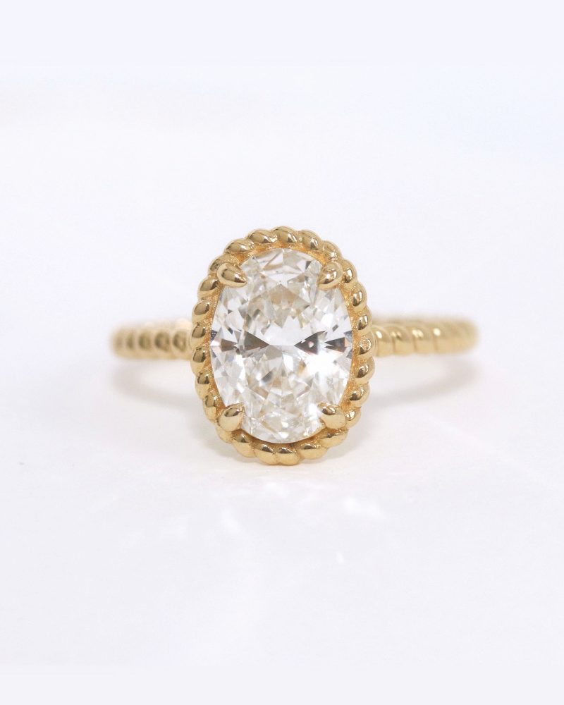 Twine Halo Rope Oval Diamond Solitaire Ring