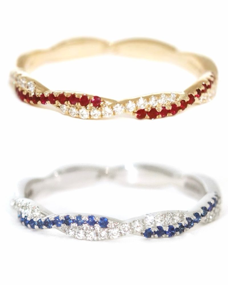 Twist Sapphire/Ruby & Diamond Ring