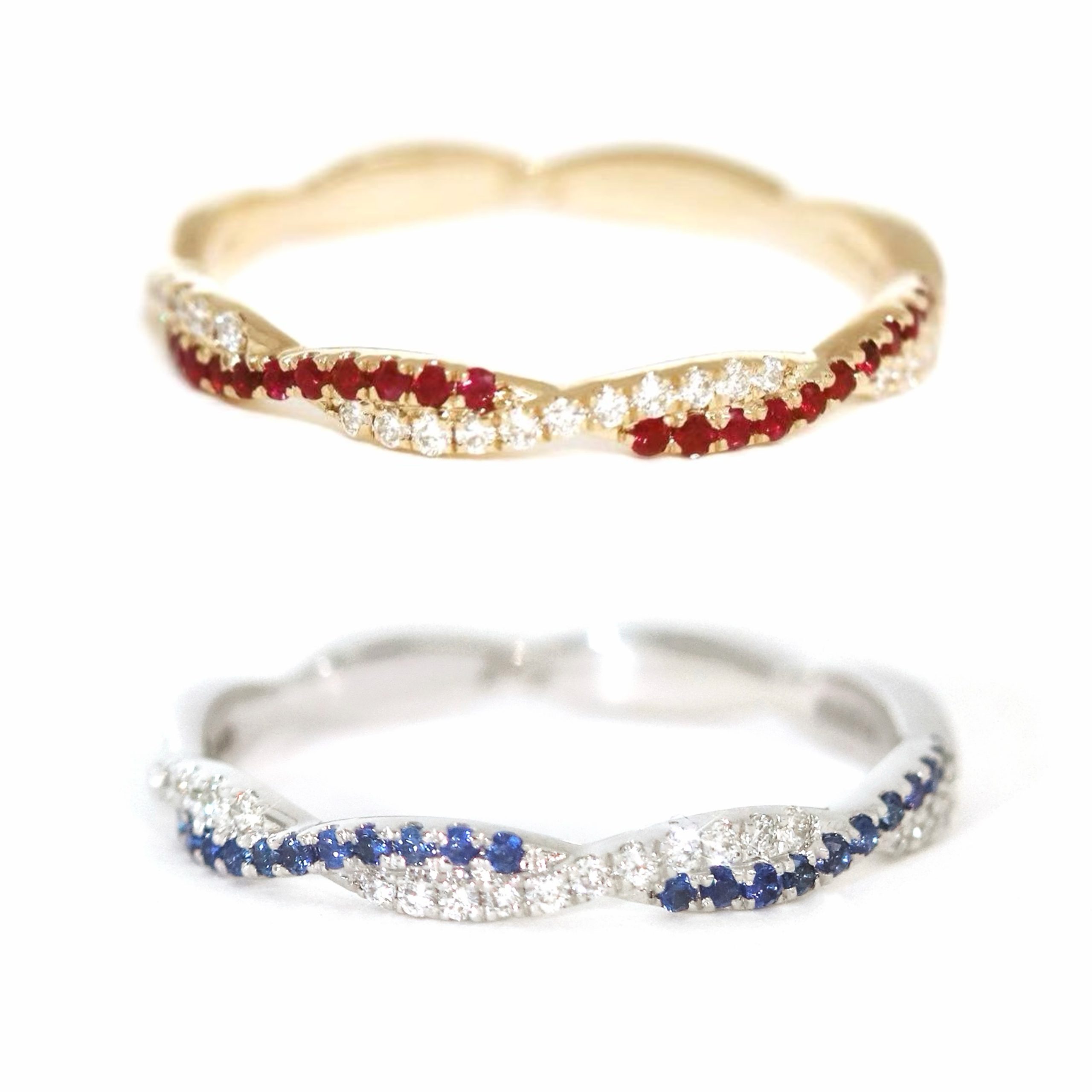 Twist Sapphire/Ruby & Diamond Ring