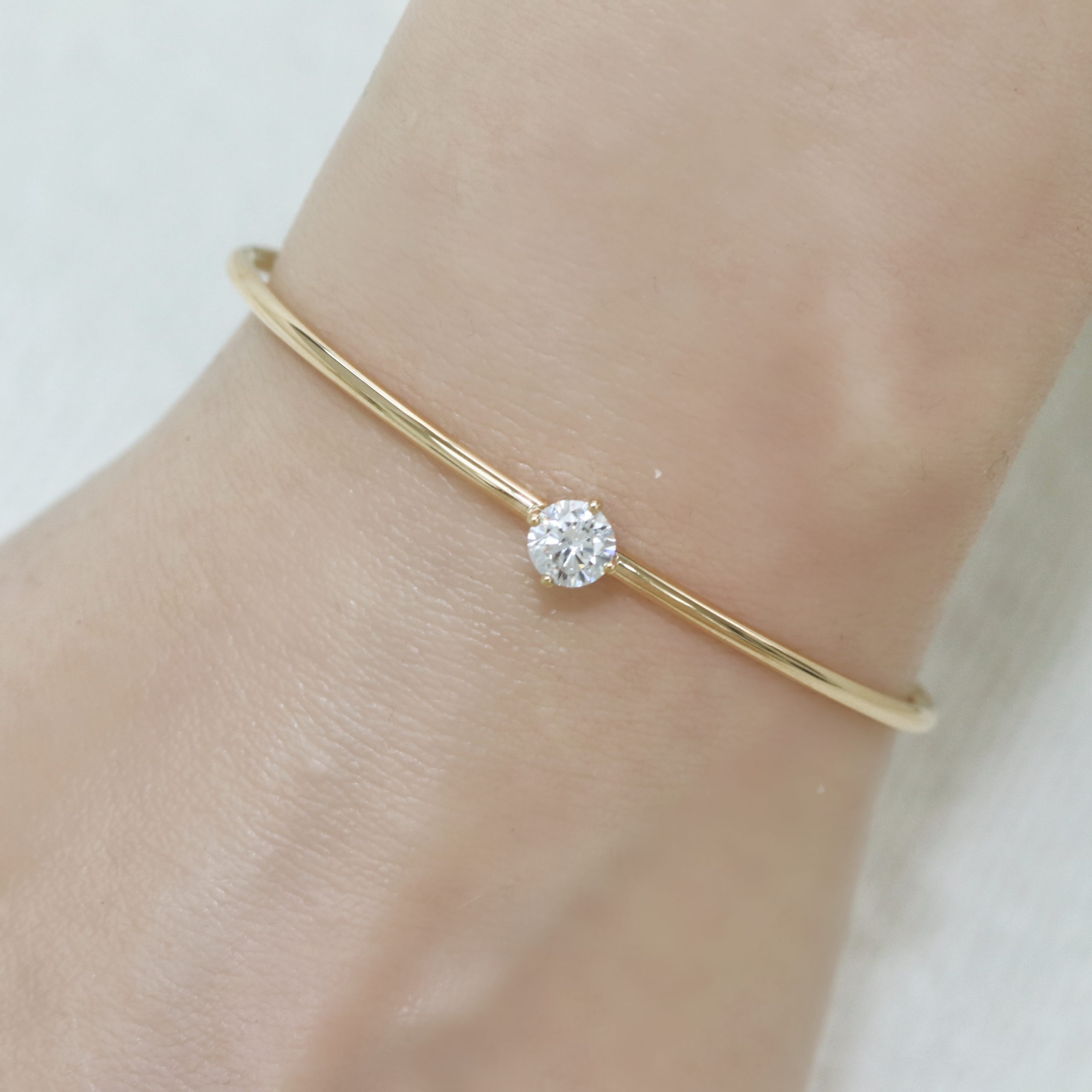 Round Diamond Solitaire Bangle - Image 7