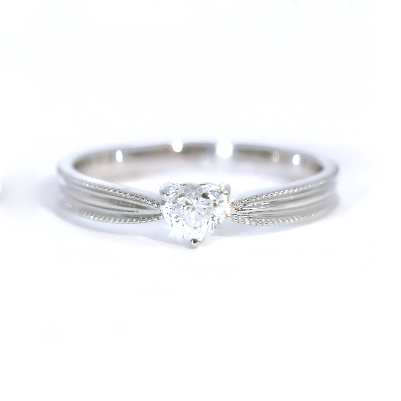 Milgrain Heart Shaped Solitaire Diamond Ring
