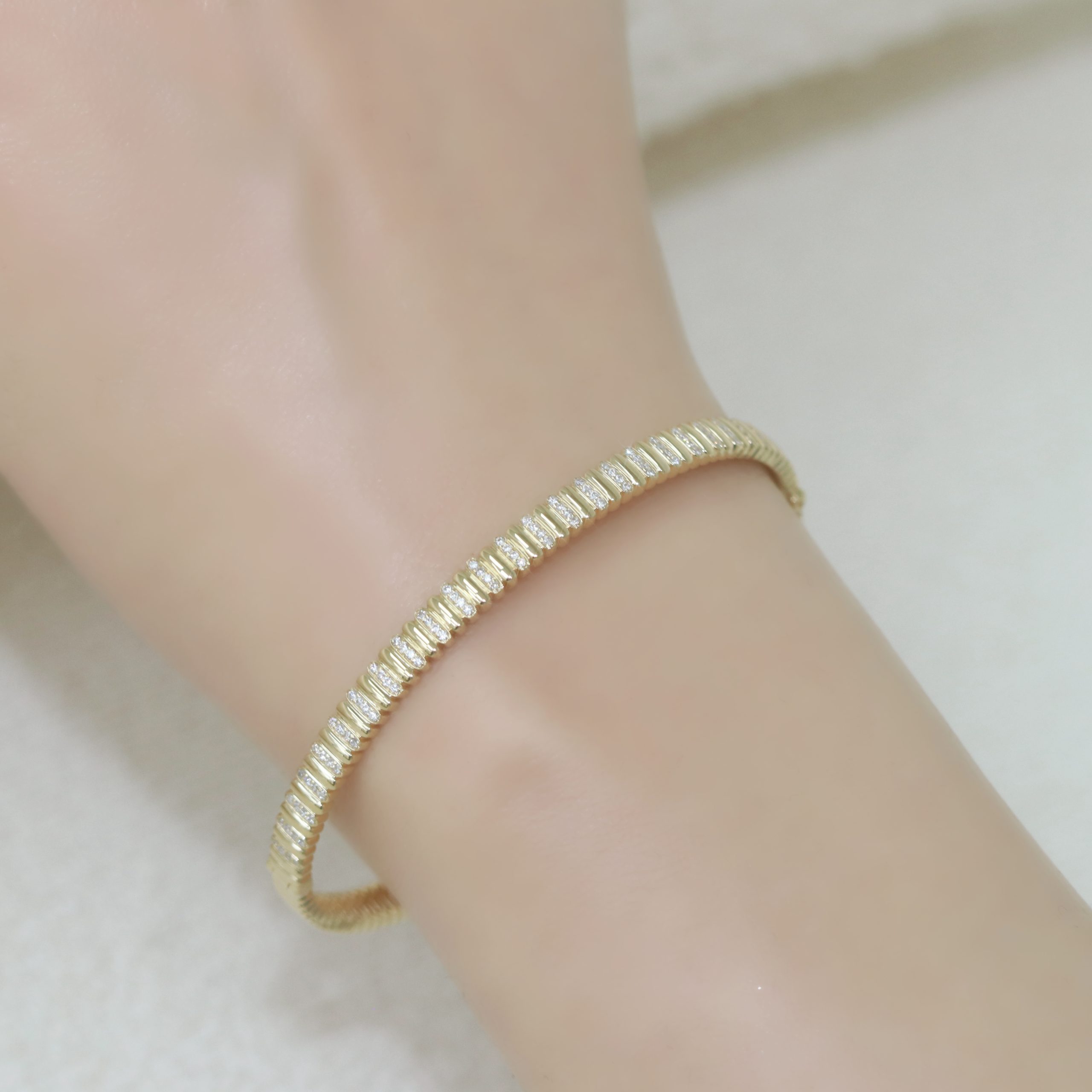 Accordion Diamond Bangle - Image 4