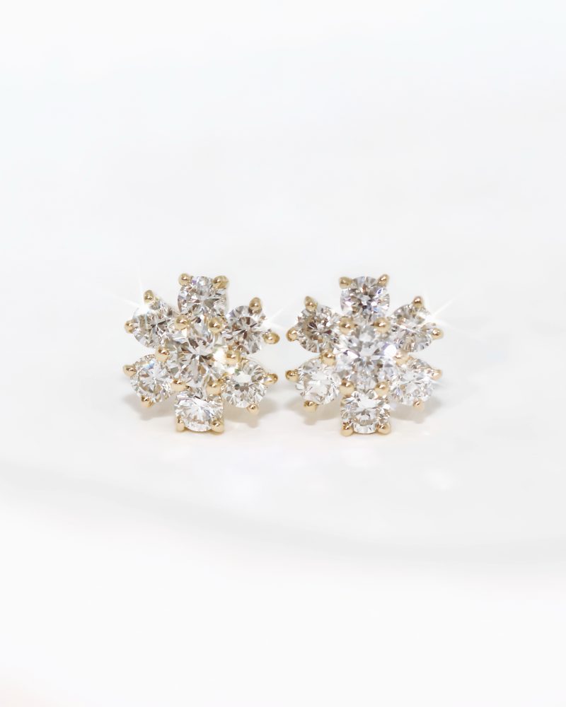 Flower Diamond Stud Earrings