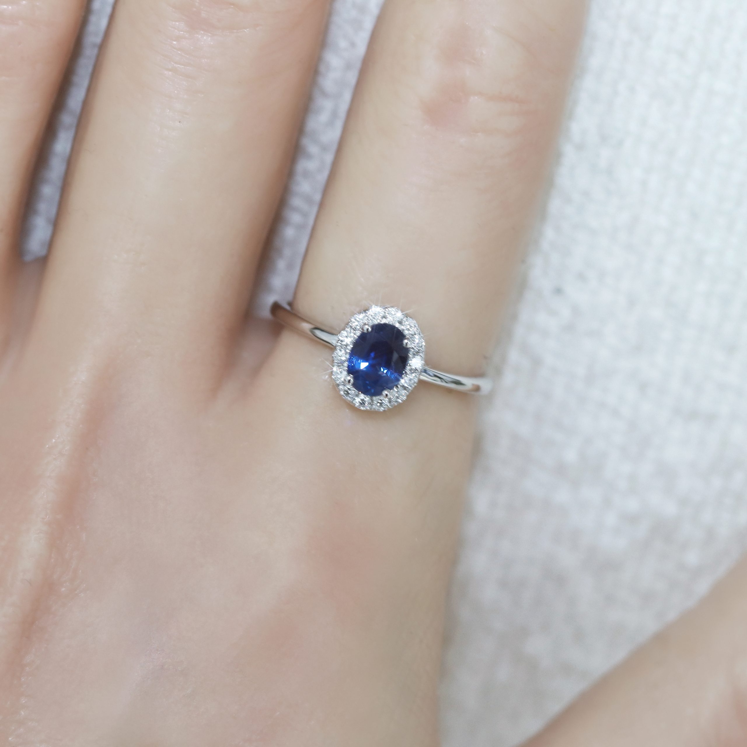 Oval Shape Sapphire and Diamond Ring - Image 3