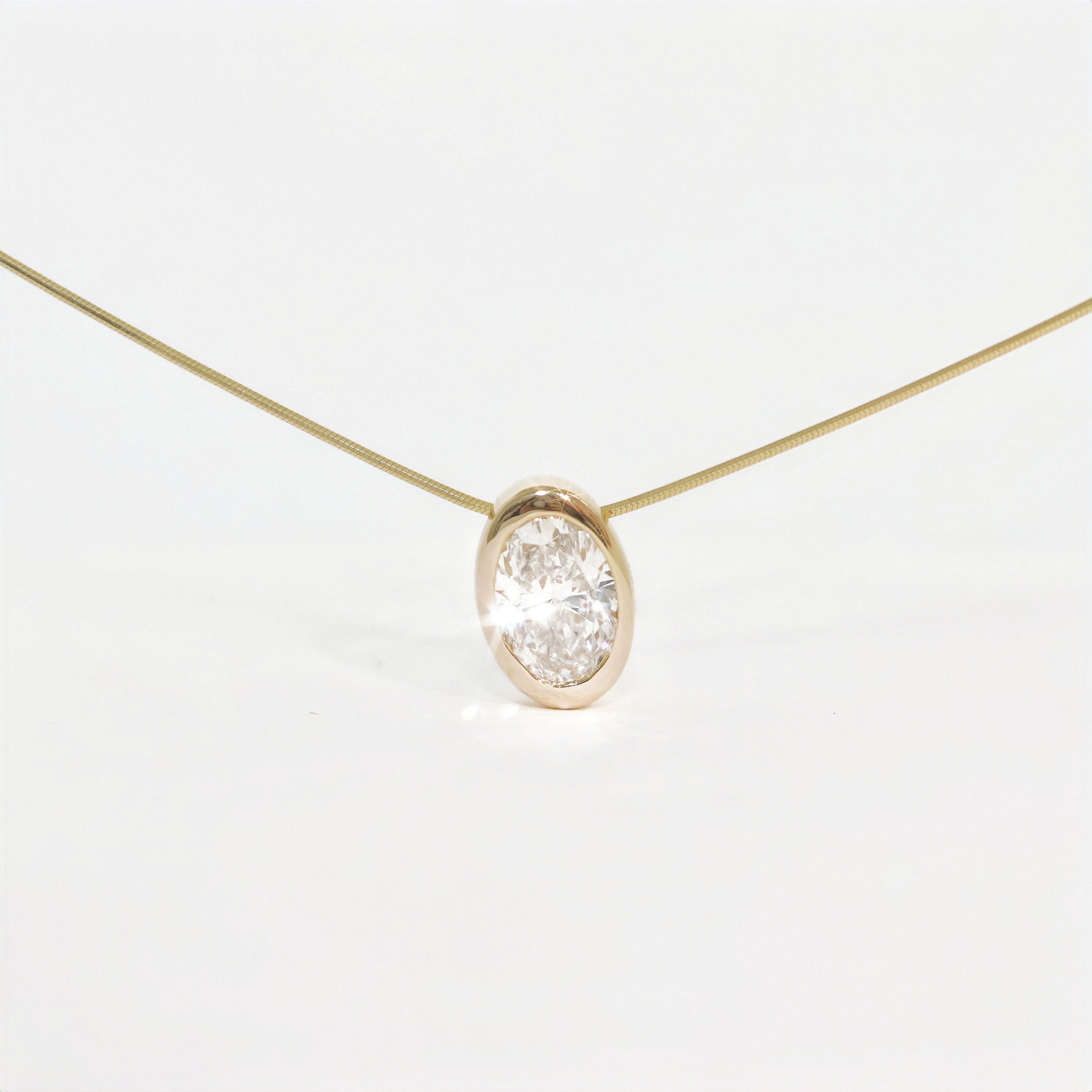 Lumina Oval - Oval Diamond Bezel Pendant - Image 3